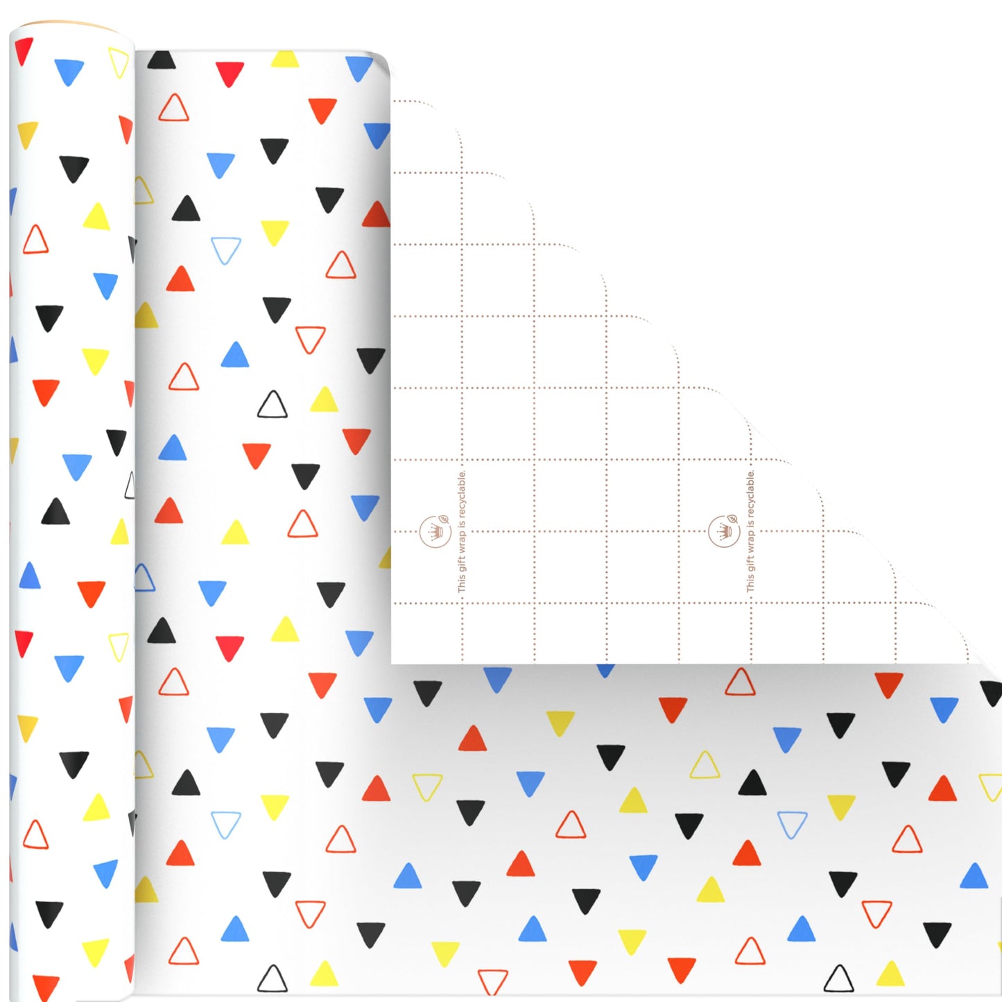 Hallmark Wrapping Paper Mini Rolls, 3-Pack (Checkered, Triangles, Starbursts) for Birthdays, Graduations, Mother's Day, Father's Day, Any Occasion - 45 Sq. Ft. Total