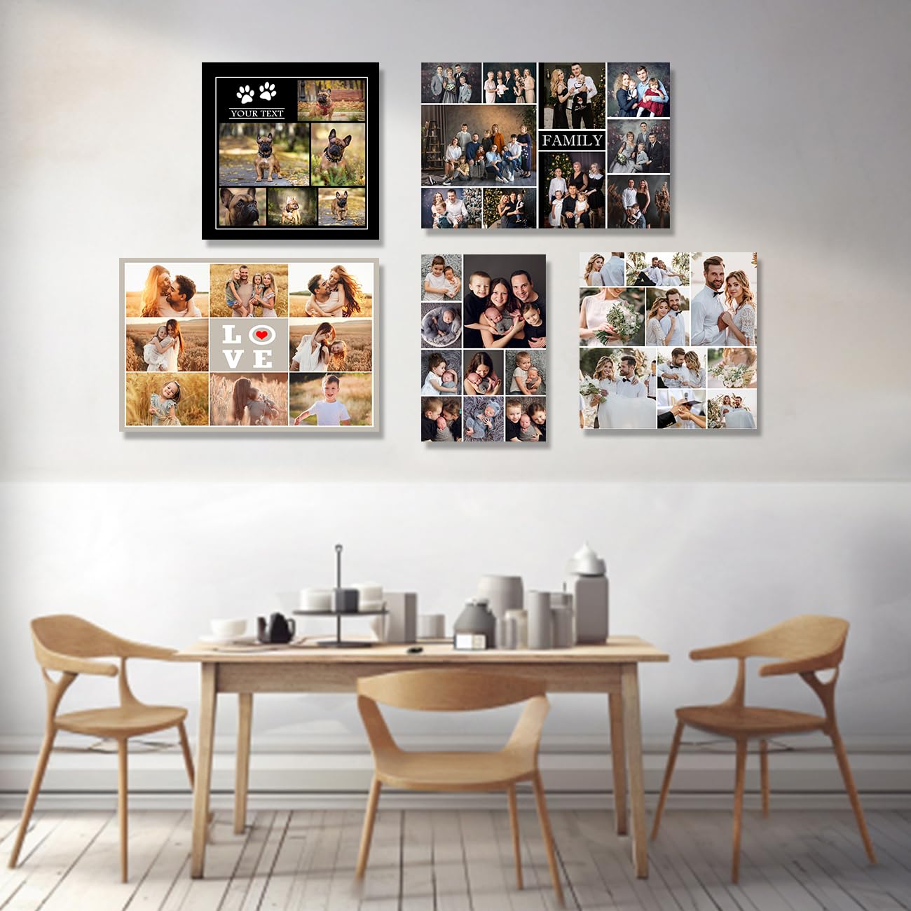 CXHOSTENT Collage Canvas Prints with Your Photos Personalized Multi Pictures for Wall Customized Collage Photo Canvas Wall Art For Home Decor Framed (Custom-A6, 8.00" x 12.00")