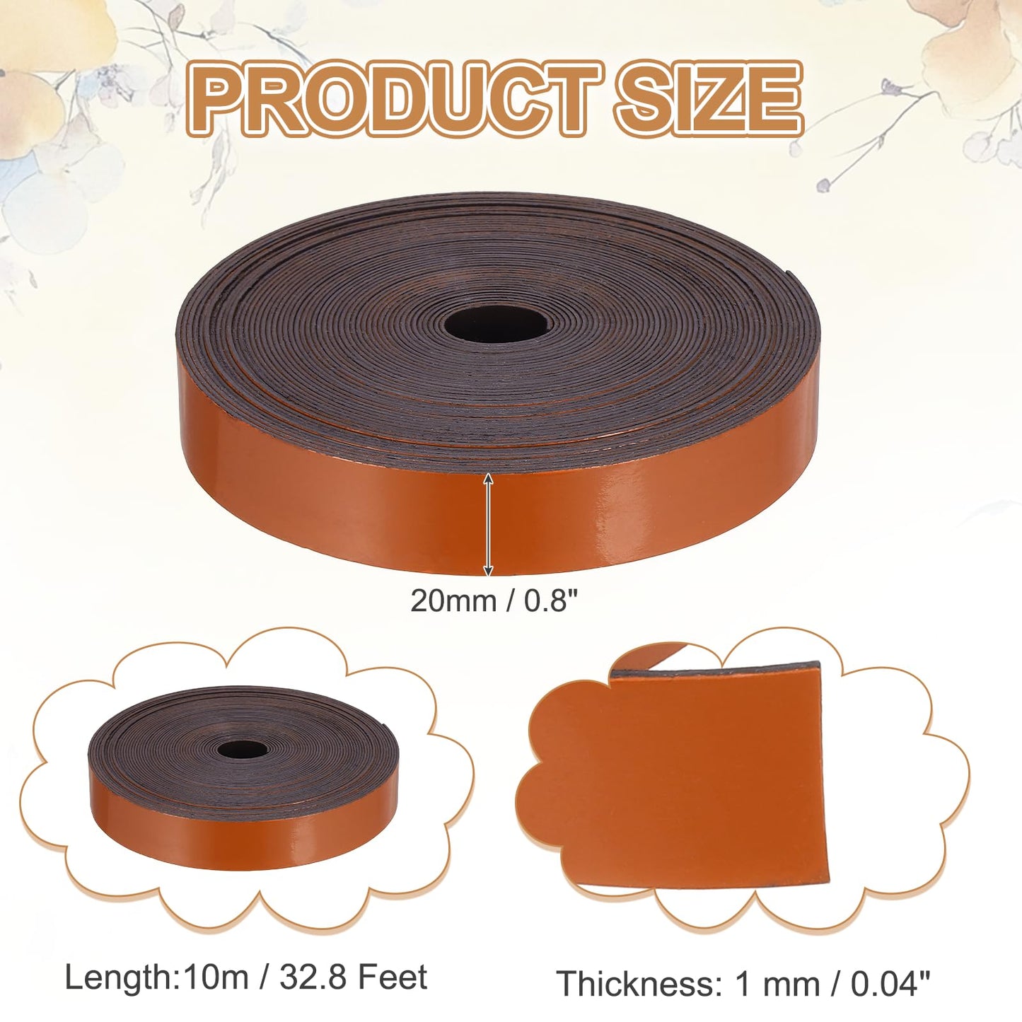 PATIKIL Magnetic Strip Roll, 32.8ft x 0.8" Fridge Magnets Tape Flexible Writable Dry Erase Refrigerator Magnet Sticker Label with Adhesive Back Sheet for DIY Craft Whiteboard, Orange