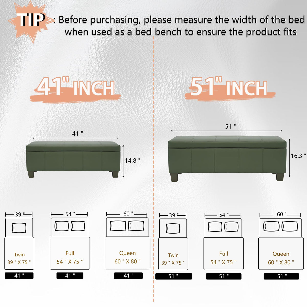 51 Inch Storage Ottoman