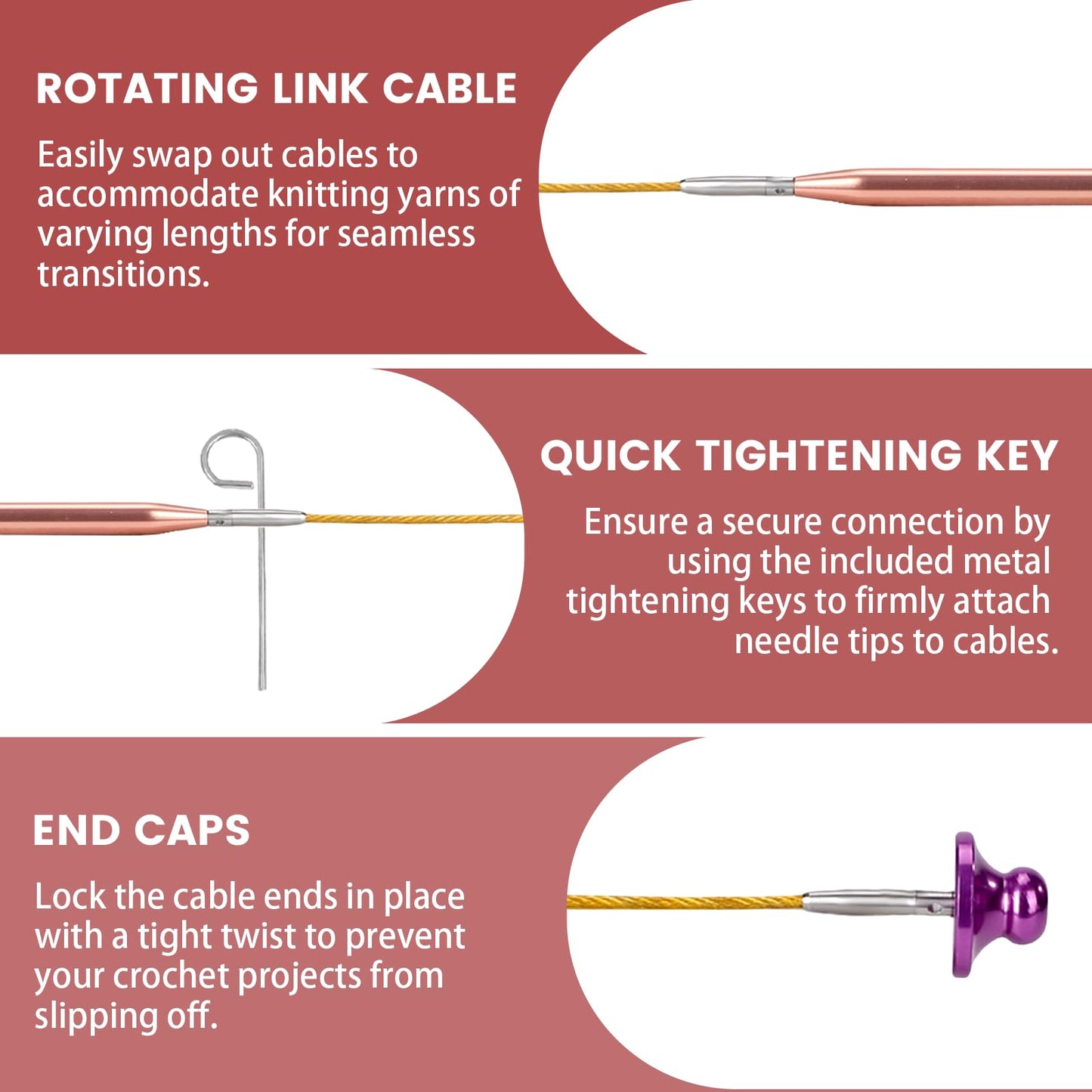 liomey Interchangeable Circular Knitting Needles Set - 13 Pairs (3mm-10mm) with 4 Flexible Cables, Aluminum Needle, Ergonomic Design for Beginners and Advanced Knitters, Rose Gold