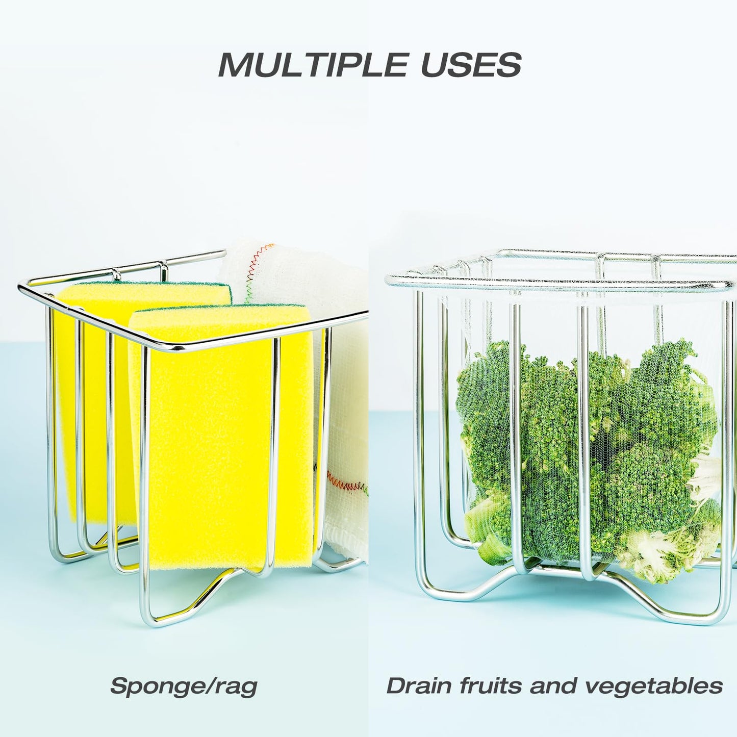Kitchen Sink Strainer with Sink Basket Holder and 300 Strainer Net Bags,Food Catcher with drain filter Mesh bag,Meshmate Waste Rack Trash Catcher for Leftovers.