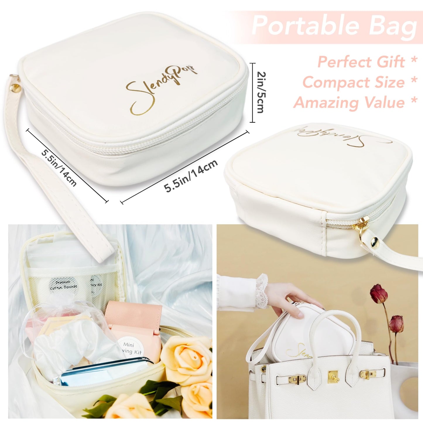 Wedding Gift Set Emergency Kit for Women 39 Essentials For Brides Daily Use All-In-One Travel Kit Women's Survival Kit For Team Bride (White)