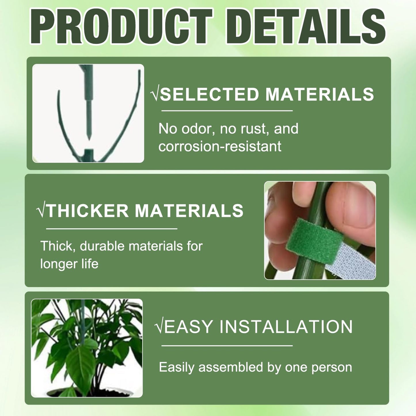 10 Pack Stackable Plant Support Stakes, Stackable Monstera Plant Support Stakes for Indoor Outdoor Plants, Stem Holder Structures Frame, Plant Sticks for Vine Training Stem Stabilization