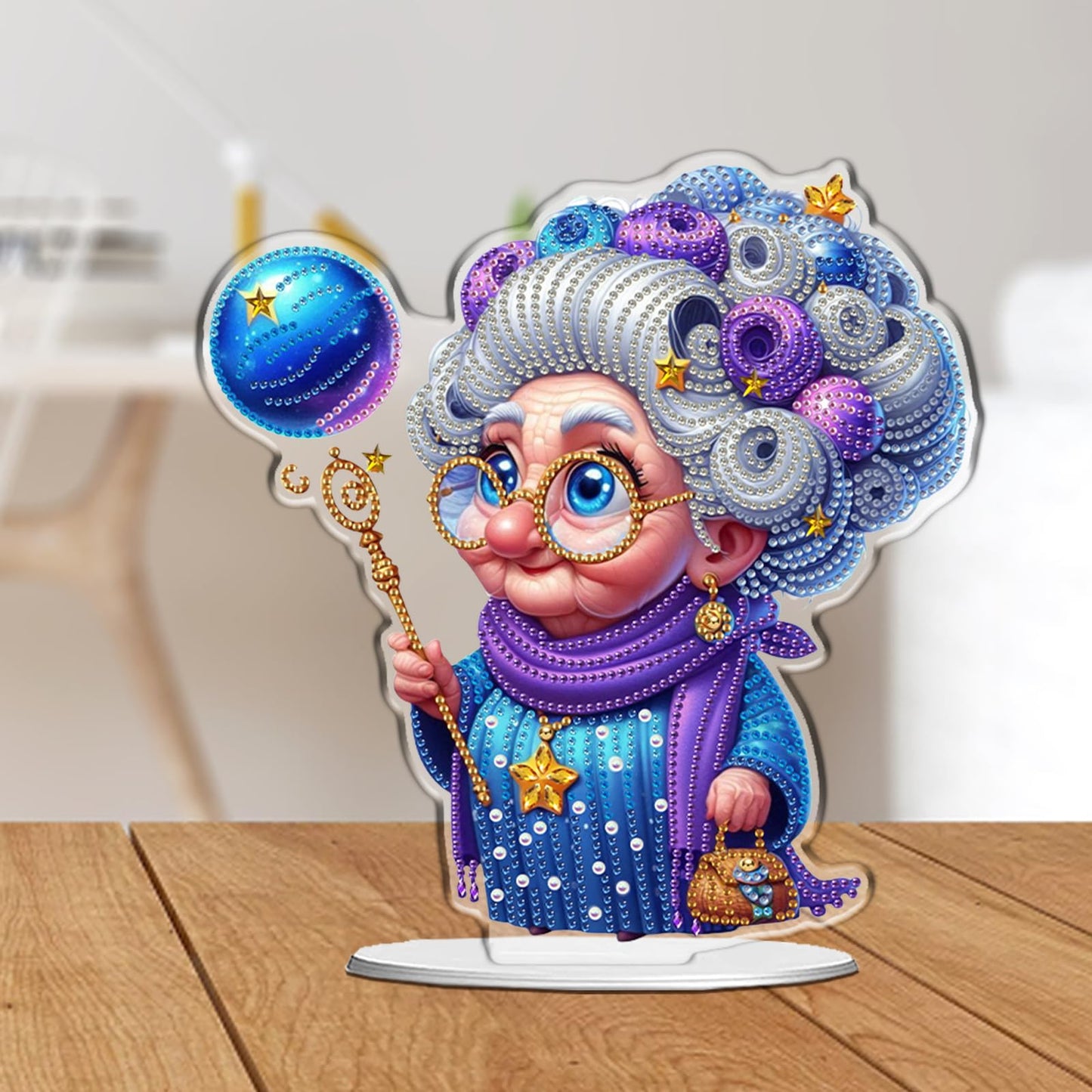 C'eitura DIY Diamond Painting Desktop Ornament - Double Sided Crystal Art Rhinestone Tabletop Decor, Magic Grandma Series Crafts Kit for Adults & Beginners, Home Office Table Decoration Gift, Acrylic