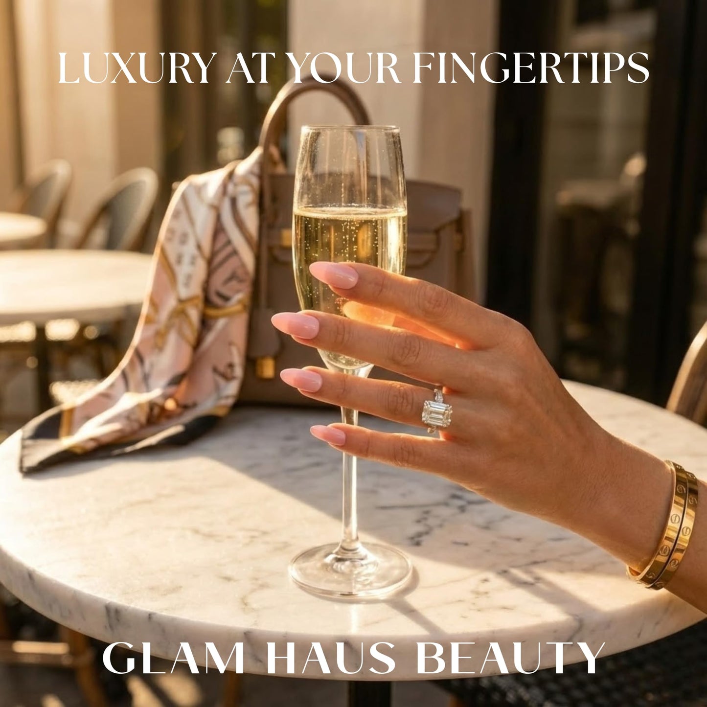 Glam Haus Beauty Press On Nails Vanilla Glaze | Short Square Milky White Glazed Finish Salon Quality | 16 Sizes - 32 Nail Kit with Glue & Adhesive Tabs