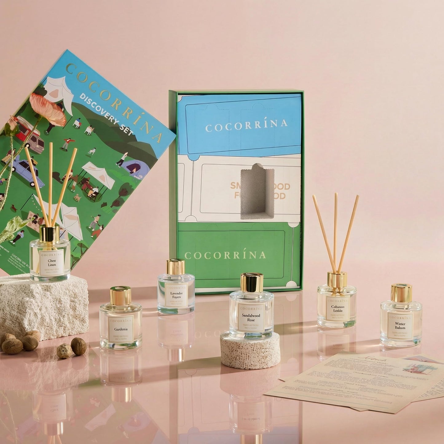 COCORRÍNA Reed Diffuser Set of 6, 10.2oz Scented Oil Diffuser with Sticks, Aromatherapy Essential Oil Diffusers, Home Fragrance for Bathroom & Office Decor, Long Lasting Fragrance Gift Set for Women