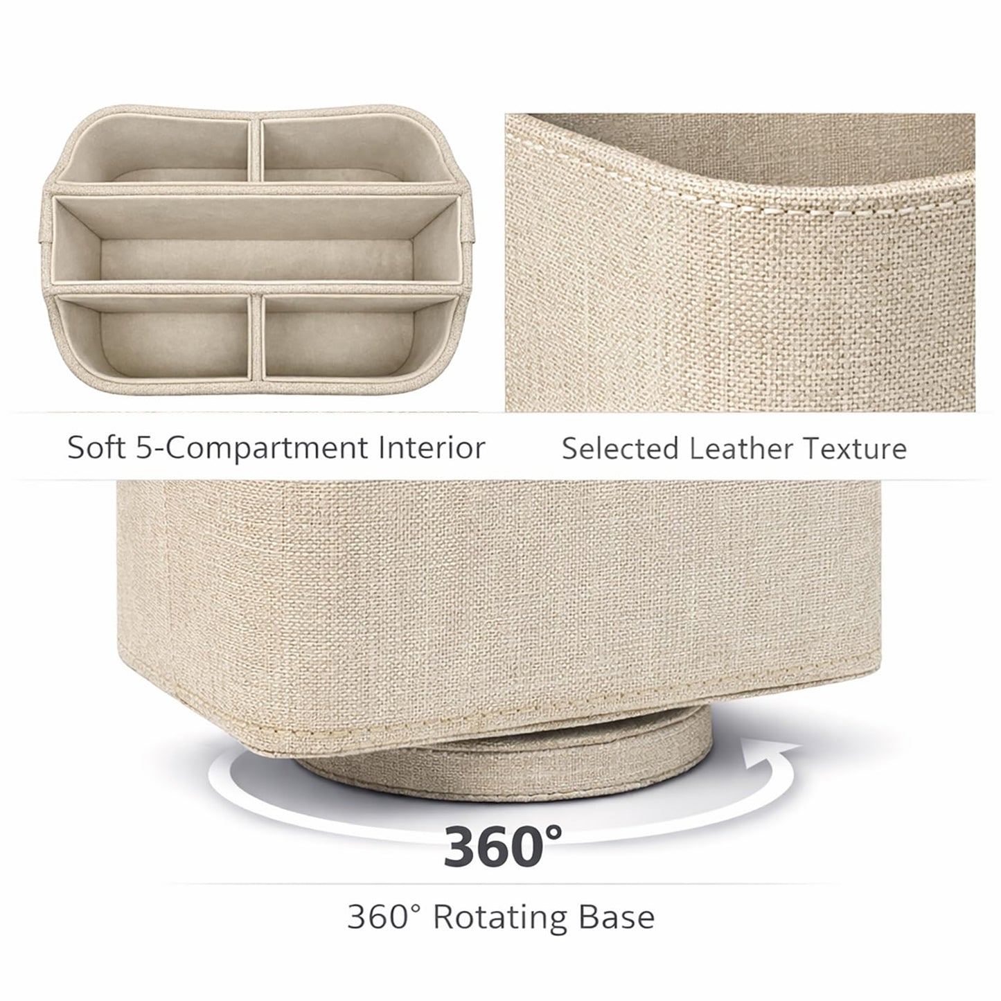 UnionBasic Rotating Desk Organizer, 360 Desk Spinning Caddy, Desktop TV Guide/Mail/Media/Remote Controller Holder Organizer, Beige