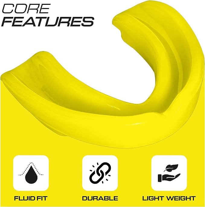 Sports Mouth Guard for Kids,Youth,Boys,Girls,Child Teen Mouthguard with Case (BPA Free) for Boxing, Martial Arts,MMA Karate,Lacrosse,Football,Soccer and All Contact Sports (Yellow)