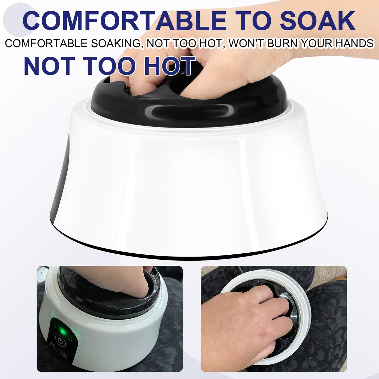 Electric Nail Soaking Bowl, Heated Nail Soak off Bowl for Acrylic Nail Polish Remover, with Stainless Steel Silver Cuticle Pusher
