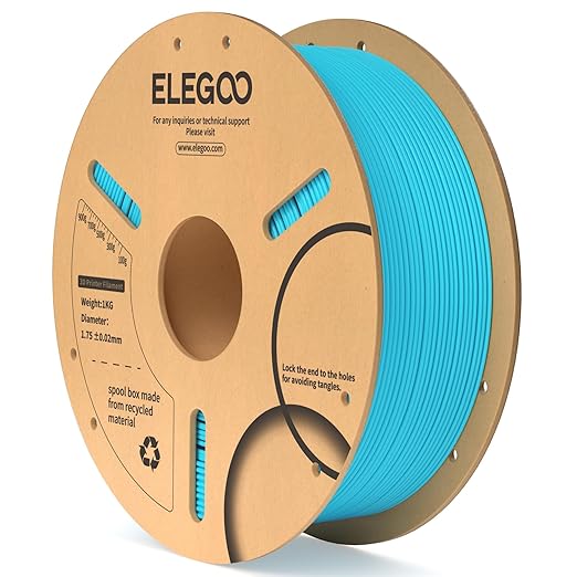 ELEGOO PLA Filament 1.75mm Sky Blue 1KG, 3D Printer Filament Dimensional Accuracy +/- 0.02mm, 1kg Cardboard Spool(2.2lbs) 3D Printing Filament Fits for Most FDM 3D Printers