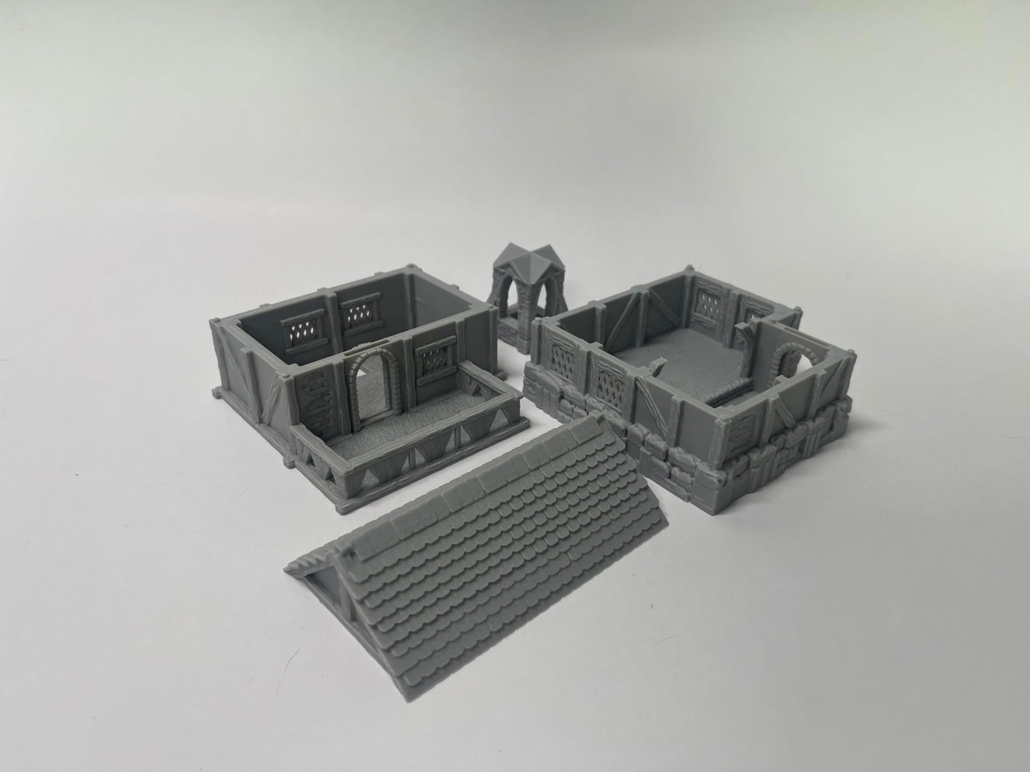 Paintable Tabletop Miniature Little Town Building Terrains - 18mm Small Scale Dioramas Building Set Scenery with Medieval Architecture Style by HAUTICO (HVillageHouses7-1)