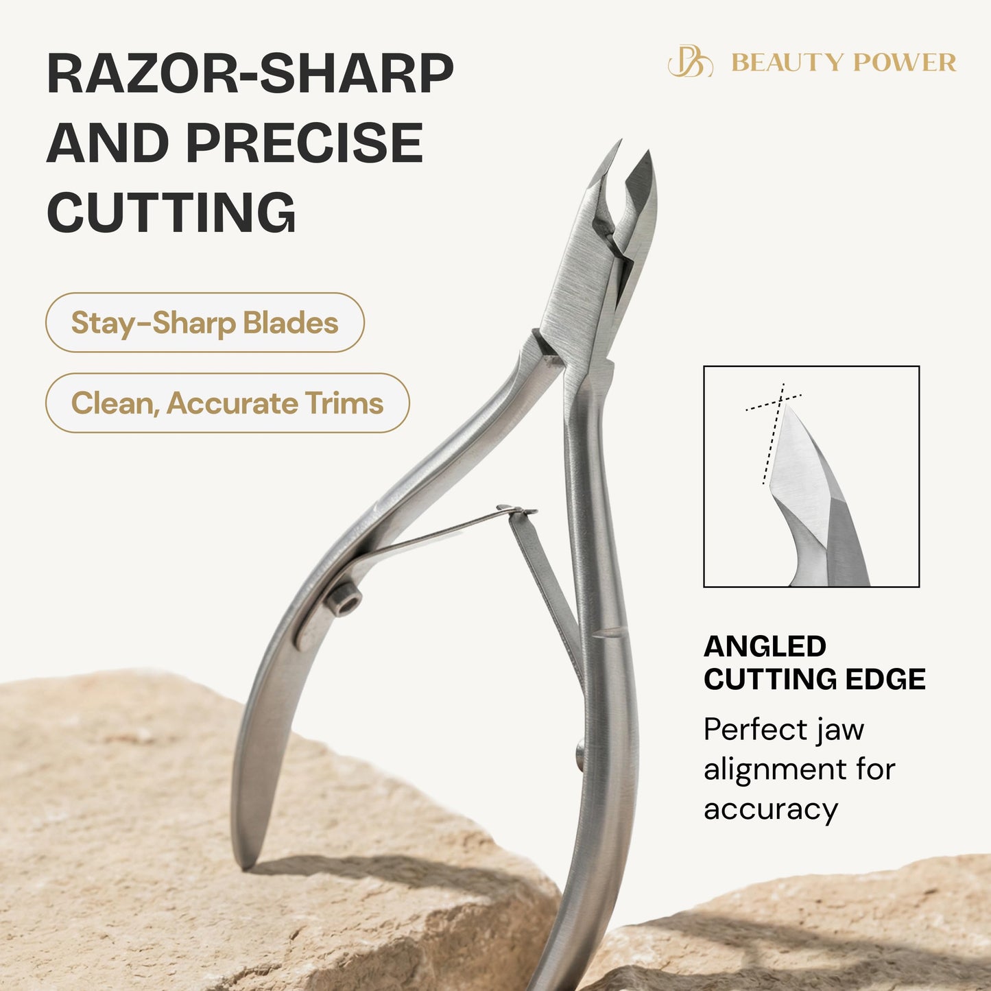 Beauty Power Cuticle Trimmer with Cuticle Pusher & Nano Nail File - Cuticle Nipper Cuticle Remover - Professional Stainless Steel Clippers Pedicure Manicure Tools for Fingernails - Gift Idea