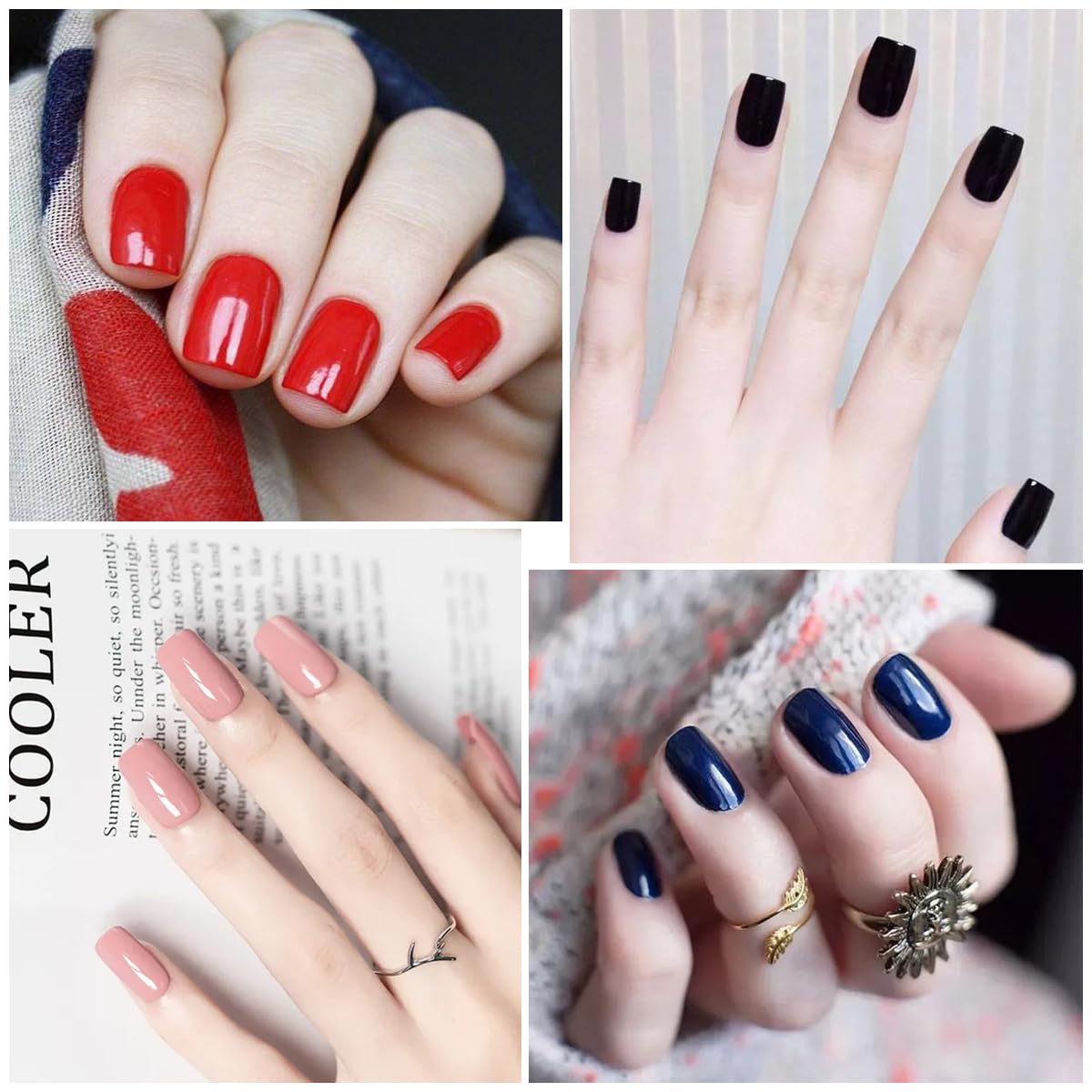 YECIRALA 20 Sheets 280 Pieces Solid Nail Wraps for Women Girls Sick On Nails Polish Stickers Self Adhesive Nail Polish Strips Full Cover Nail Decals Gel Nail Strips Nails Design Stickers for Nails
