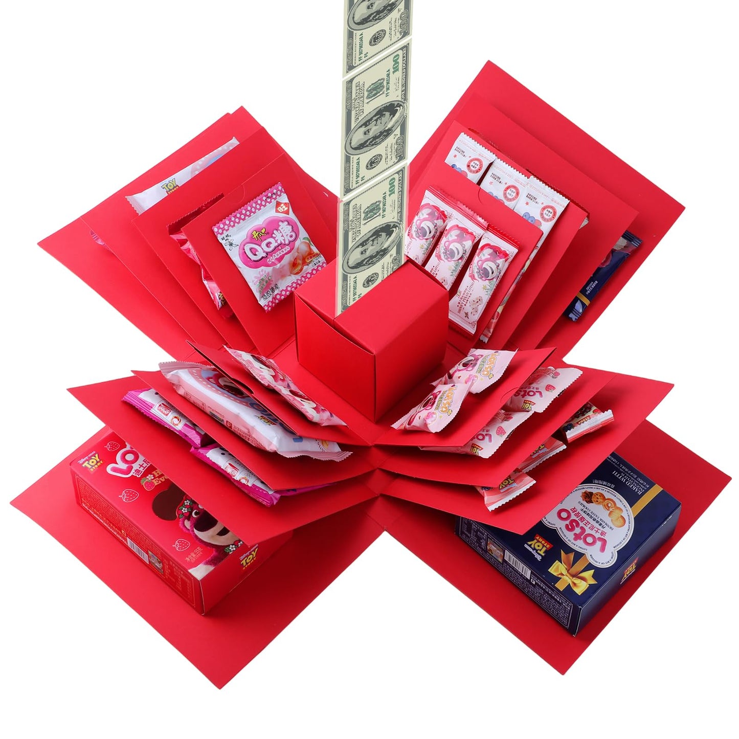 Making gift-giving even more memorable: Creative Explosion gift box, Surprise gift box explosion, Surprise box, Gift wrap box. 5-Layer DIY gifts, a Fun & Thoughtful & Meaningful gift for kids, man, women. (Red)