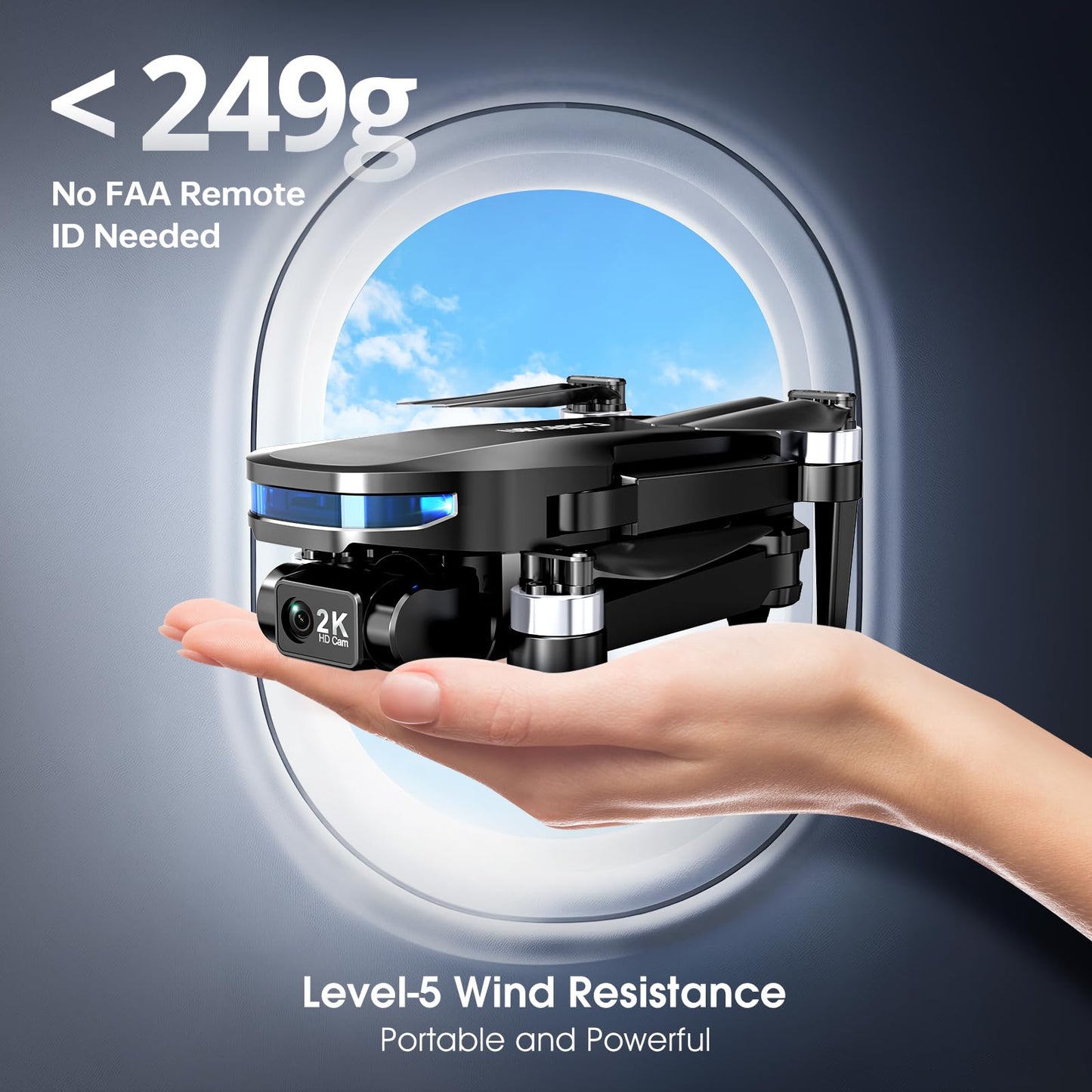 GPS Drone with EIS 2K Camera for Adults, 7.22 inch Screen on Remote Controller, 64 Mins Flight, Long Range Transmission, 3 Speed Adjustable, Follow Me, AI Track, AI Night Shot, Auto Return, Lightweight and Foldable RC Drones for Beginner Toy Gifts, Under