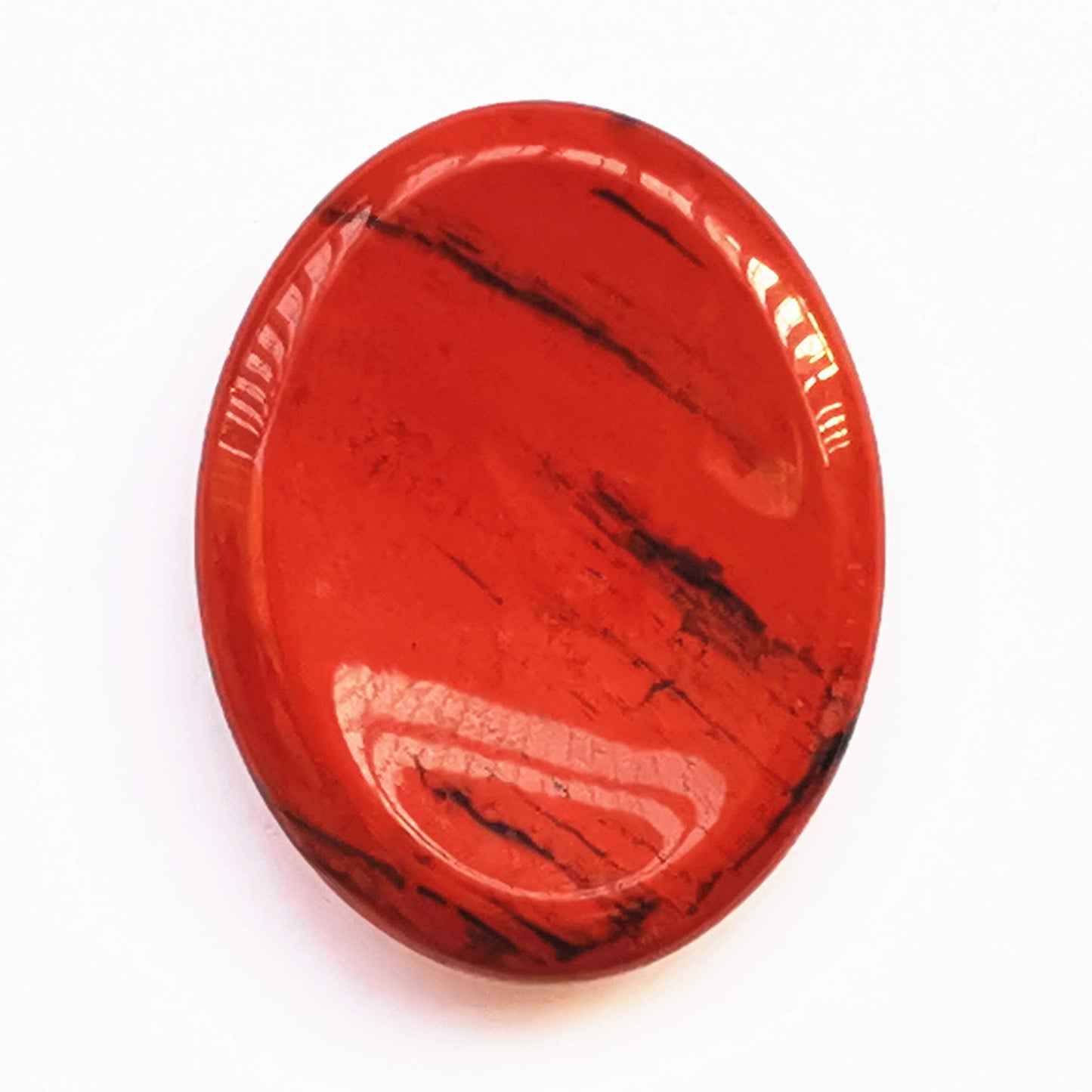 Bacatgem 1 Pcs Natural Red Jasper Crystal Thumb Worry Stone,Stress Relax Healing Reiki Crystal Pocket Palm Stones