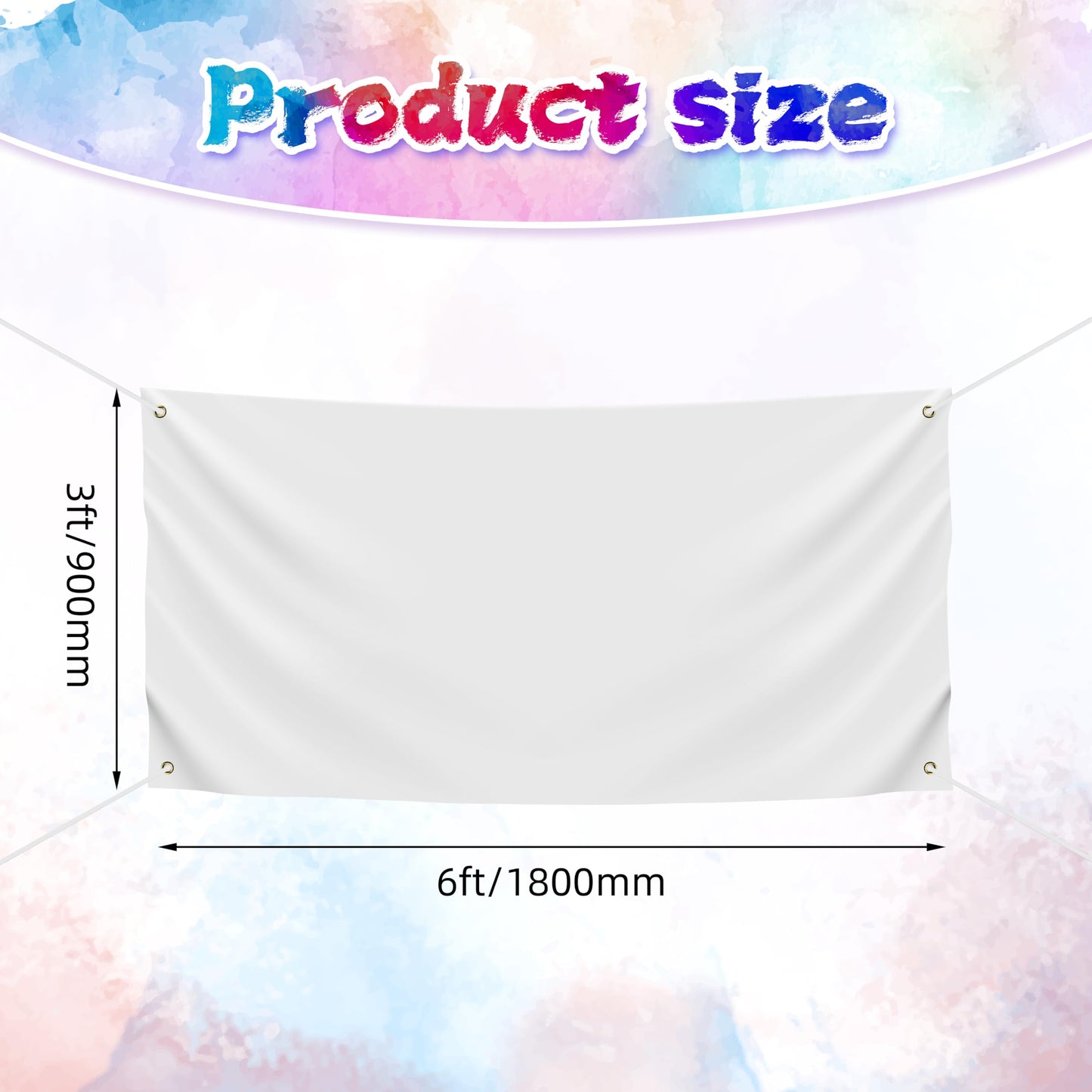 Blank DIY Banners Polyester Oxford Cloth White Banner with Hanging Rope for Wall Signs Writing DIY Painting Indoor Outdoor Office Camping Yard Birthday Party Decorations Supplies (6x3ft)