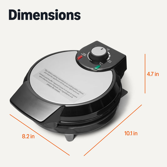 Amazon Basics Waffle Iron, Mini Belgian Waffle Maker with Round 8-Inch Ceramic Nonstick Plate, Adjustable Browning Control, Cool Touch Handle, Vertical Storage, 8 Inches, Black