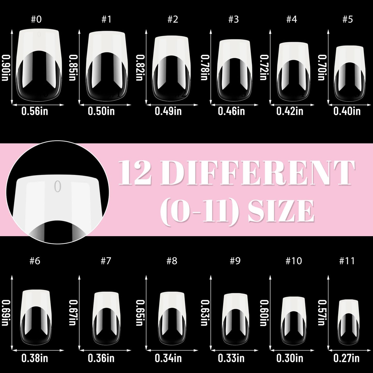 Bellelfin White French Tip Press on nails Short Square Fake Nails, 120PCS Square Nail Tips Short French Tip Nails, Clear Acrylic Press on Nail Full Cover False Nail