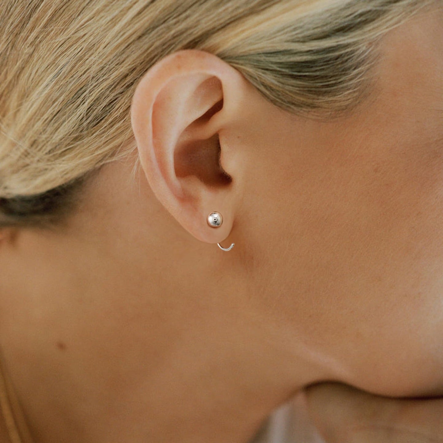 Ball Half Hoop Earring 925 Sterling Silver Little Ball Huggie Earring 5mm Hug Hoop Earring Huggy Earring for Women Sleeper Earrings
