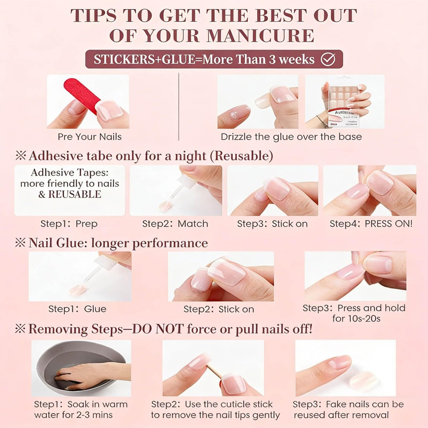 Handmade Acrylic Press on Nails Short Duck Nails Press on with Musical Note and Bow Designs Reusable Square Fake Nails Luxury Cute Holiday for Women (Size M）