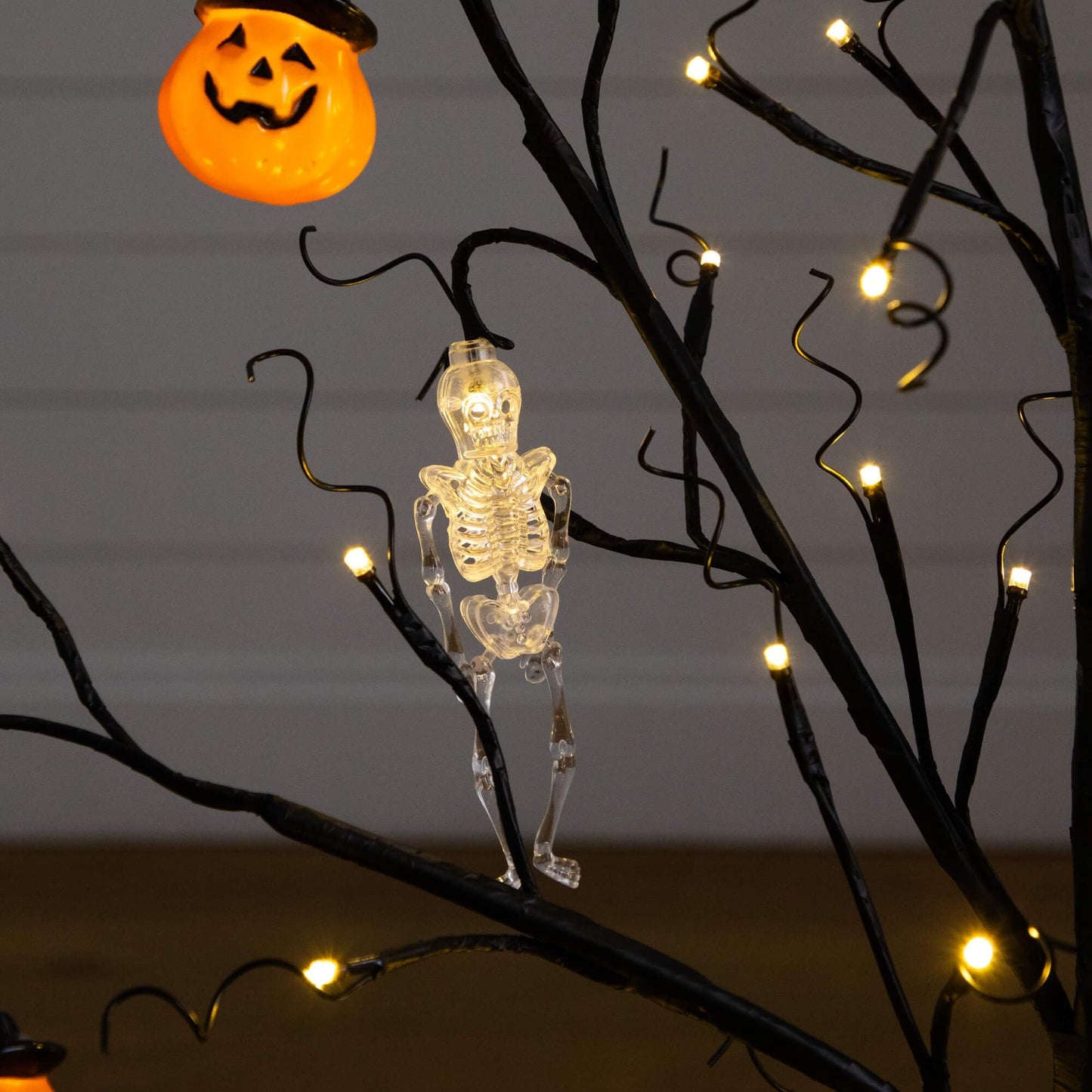Nearly Natural 3ft Pre-Lit Halloween Pumpkins Skulls Ornament Tree with 48 Warm White LED Lights