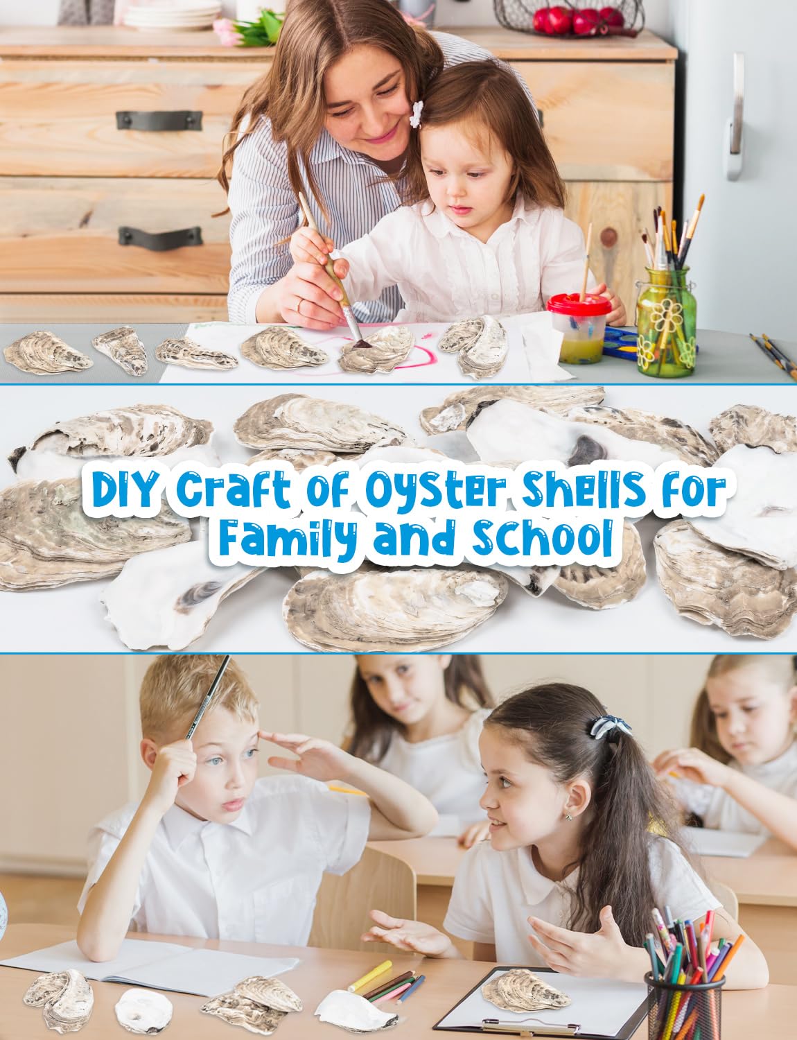 TCSYLSC 30 PCS Flat Oyster Shells 4-5” Natural Bulk Concave Oyster Shells for Crafts Home Vase Filler DIY Painting Theme Party Coastal Shell Art Supplies