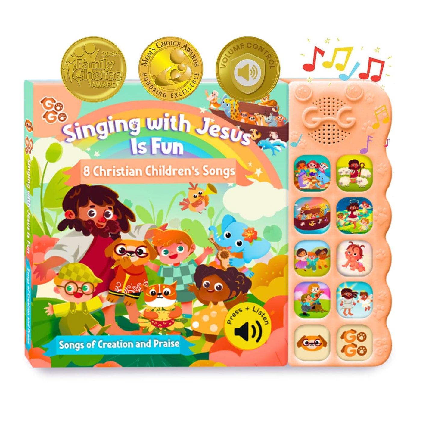 GO GO Songs of Creation and Praise: Christian Baby Books with 10 Songs, Singing Toy, Sound Play for Ages 1-5, Musical Learning, and Interactive Praise Gift for Kids, Bible for Toddlers 1-3