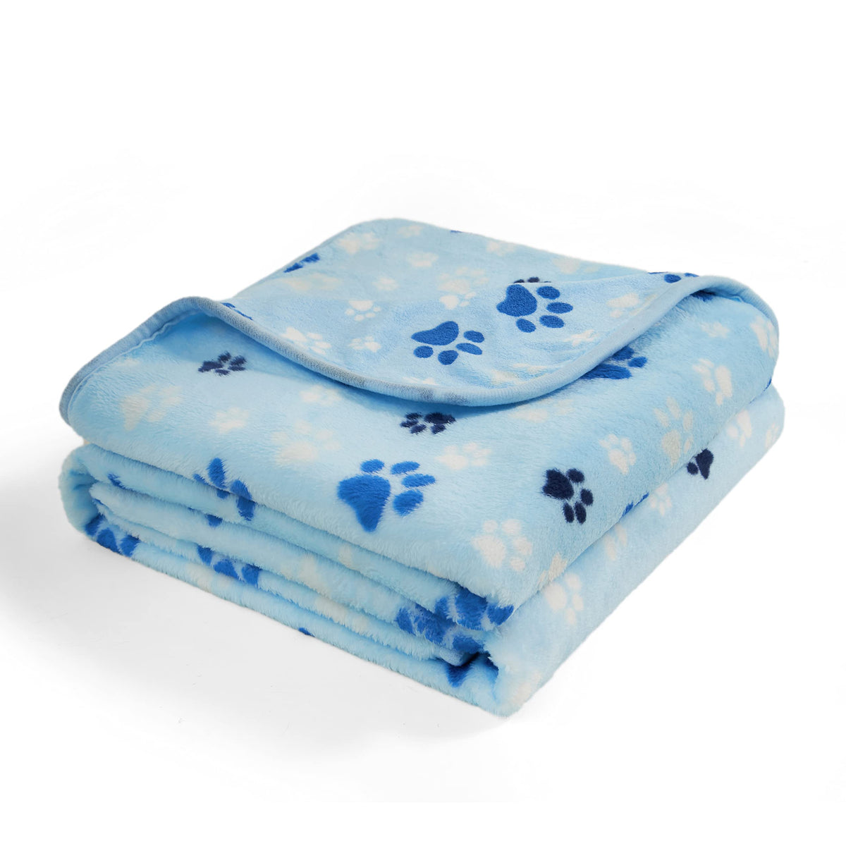 Allisandro Luxurious Dog Blanket, 350 GSM Super Fuzzy Microplush Fleece Pet Blankets for Small Medium Large Dogs and Cats, Blue Paw and Bone, 40" x 32"