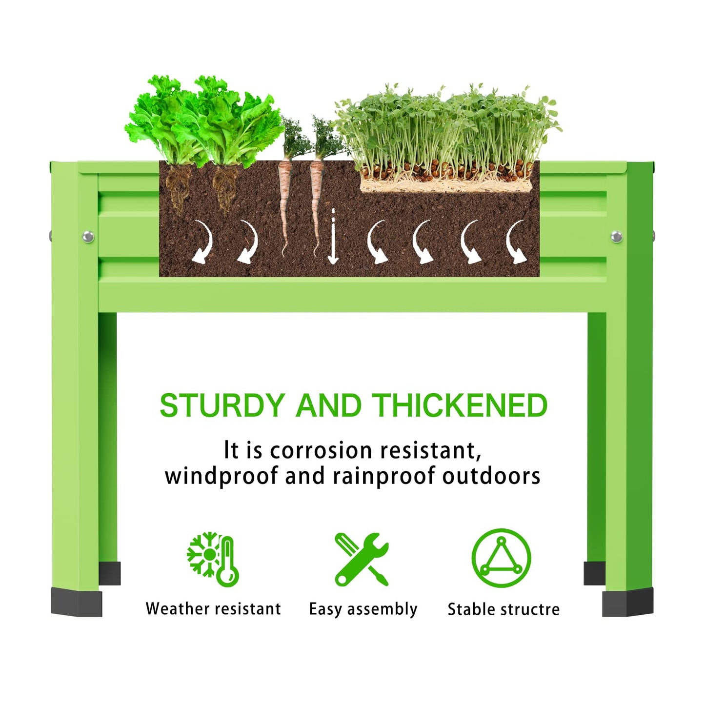 PROXRACER Elevated Raised Garden Bed with Legs, Heavy Duty Galvanized Steel Metal Planter Box for Vegetables, Flowers & Herbs, Sturdy Standing Planter for Indoor Outdoor Patio, Balcony & Deck