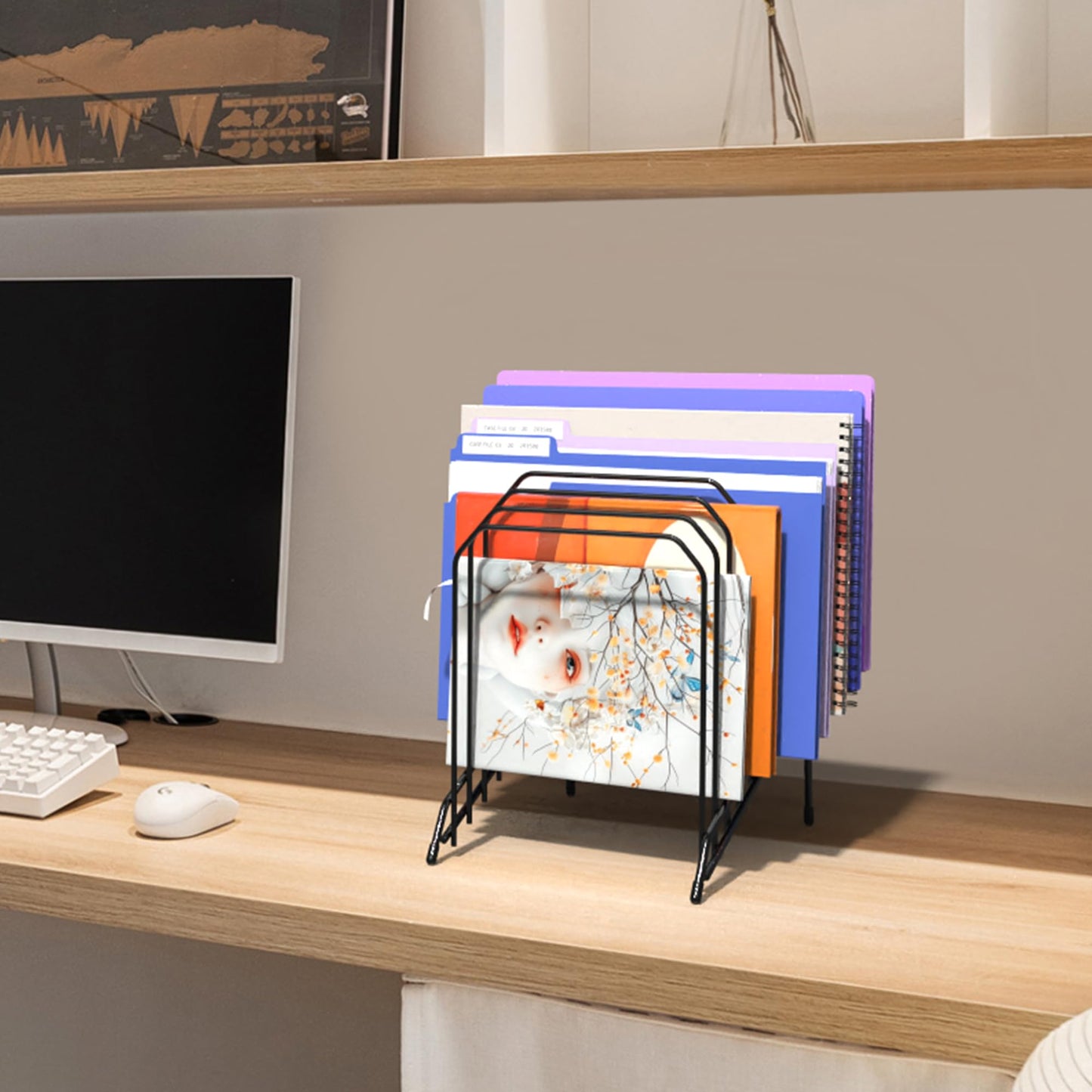 Gawerk Incline Metal Desk Magazine Folder Holder, Sorter Desk File Organizer with 8-Section Vertical Compartments Rack File Organizer for Office, Home, School