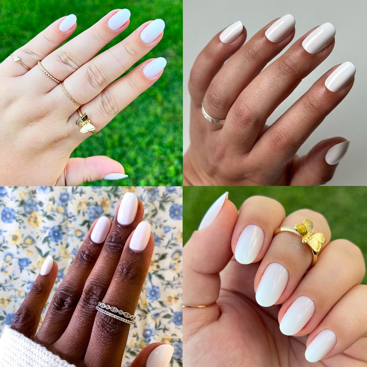 Olive & June Instant Mani Press-On Nails (Glue) | 42 Fake Nails, 21 Sizes | Non-Toxic, Long-Lasting Recycled Materials Realistic Look | Spring Flowers & Patterns | Short, Round | CCT Gradient