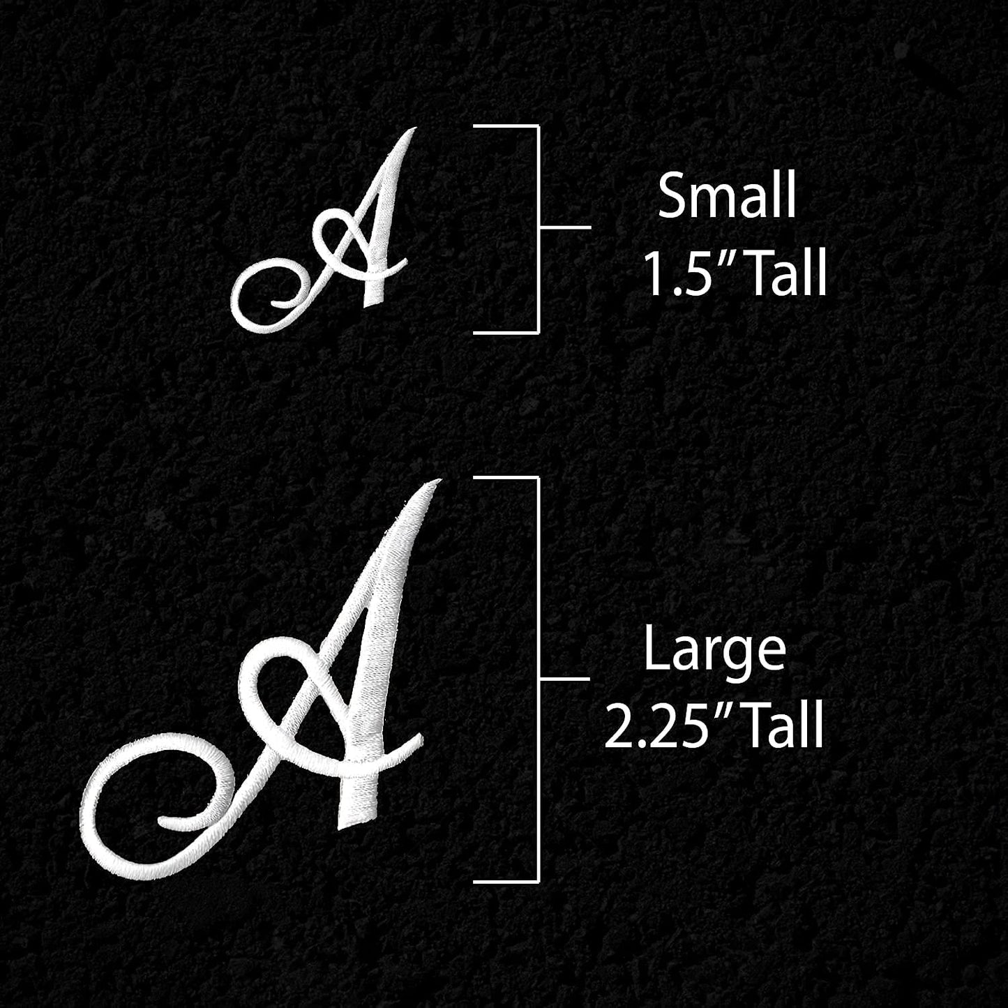 Laughing Lizards Monogram Letter Patch 26 Piece Kit, Script Iron On Appliques, Kit Includes All 26 Cursive Letters for Clothing, Stockings, and More! (Small, White)