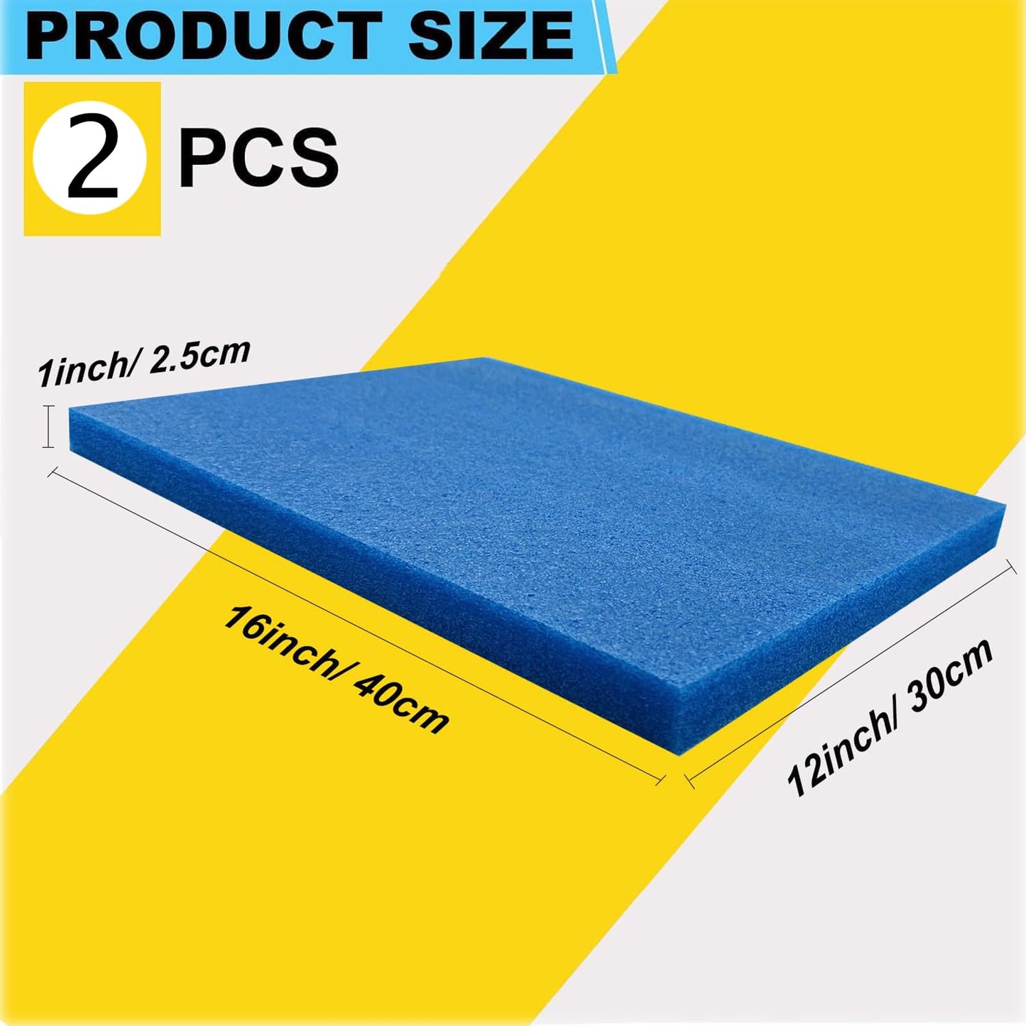 Yeecheng 2 Pcs Blue 12 x 16 x 1Inch Polyurethene Foam Sheets,Cuttable Packing Foam Block Foam Padding for Packing and Crafts,Toolbox Storage