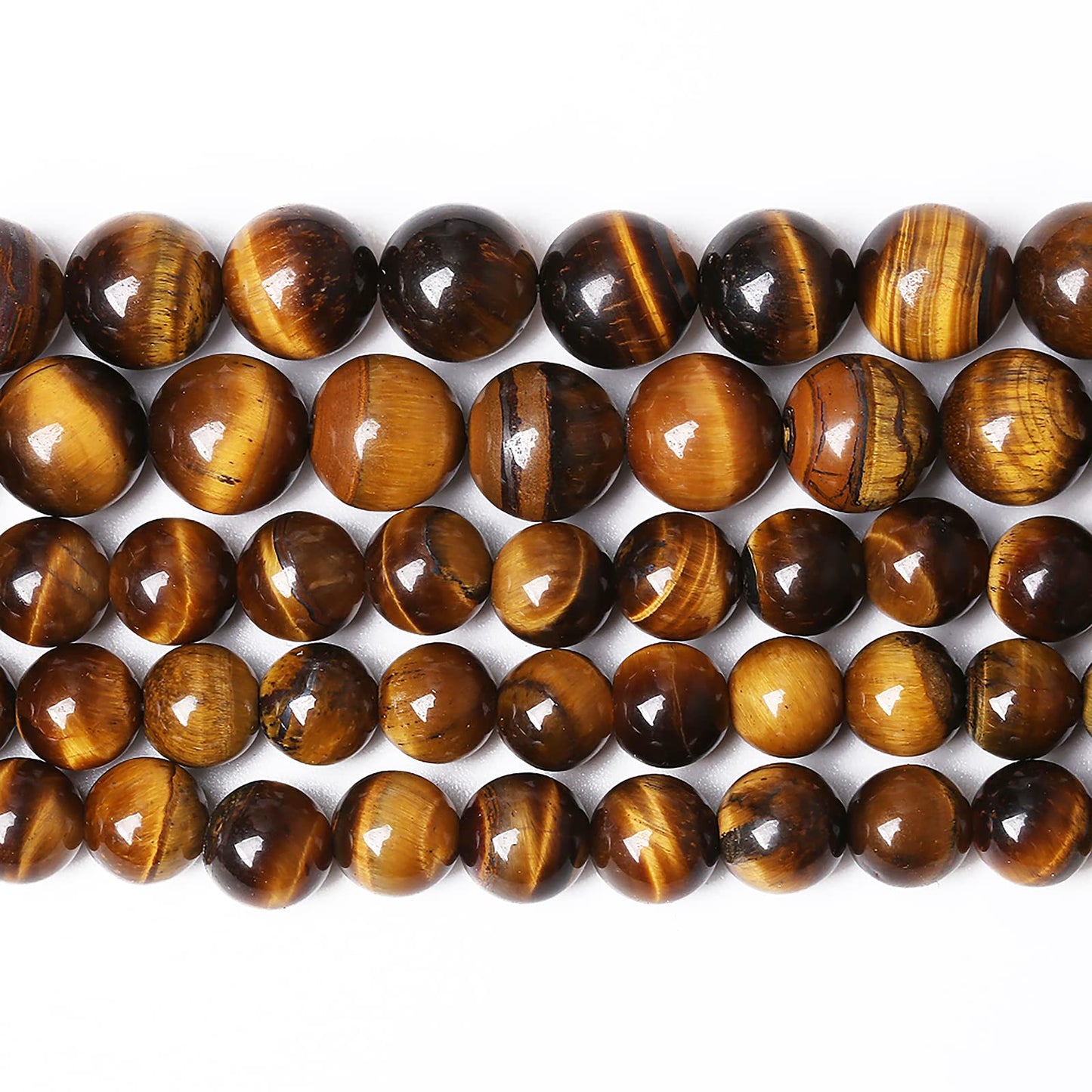 Natural Yellow Tiger Eye Stone Beads Semi Gemstone Round Loose Beads for Jewelry Making 8MM 45PCS 15" DIY Bracelet Necklace Earrings