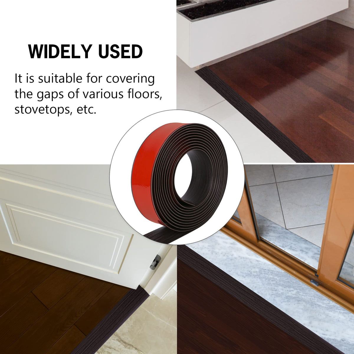 16.4Ft Floor Transition Strip Self Adhesive Vinyl Cover Floor Strip Flat Divider Transition Strip Wood Grain Design for Laminate Floor Gaps and Doorway Transitions (16.4 Foot)