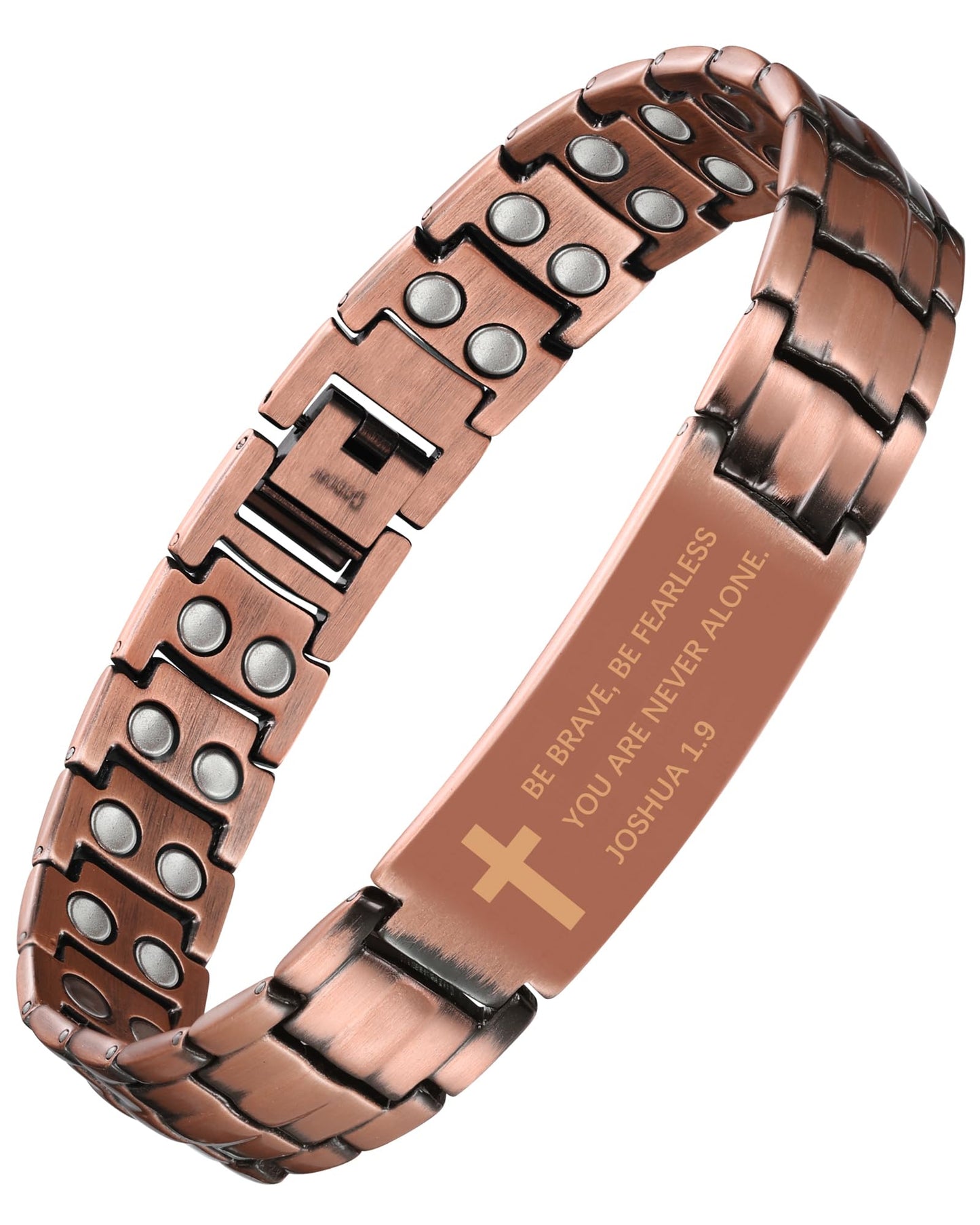 Jecanori 2X Copper Magnetic Bracelet for Men,Ultra Strength Pure Copper Cross Bracelet, Gift for Men