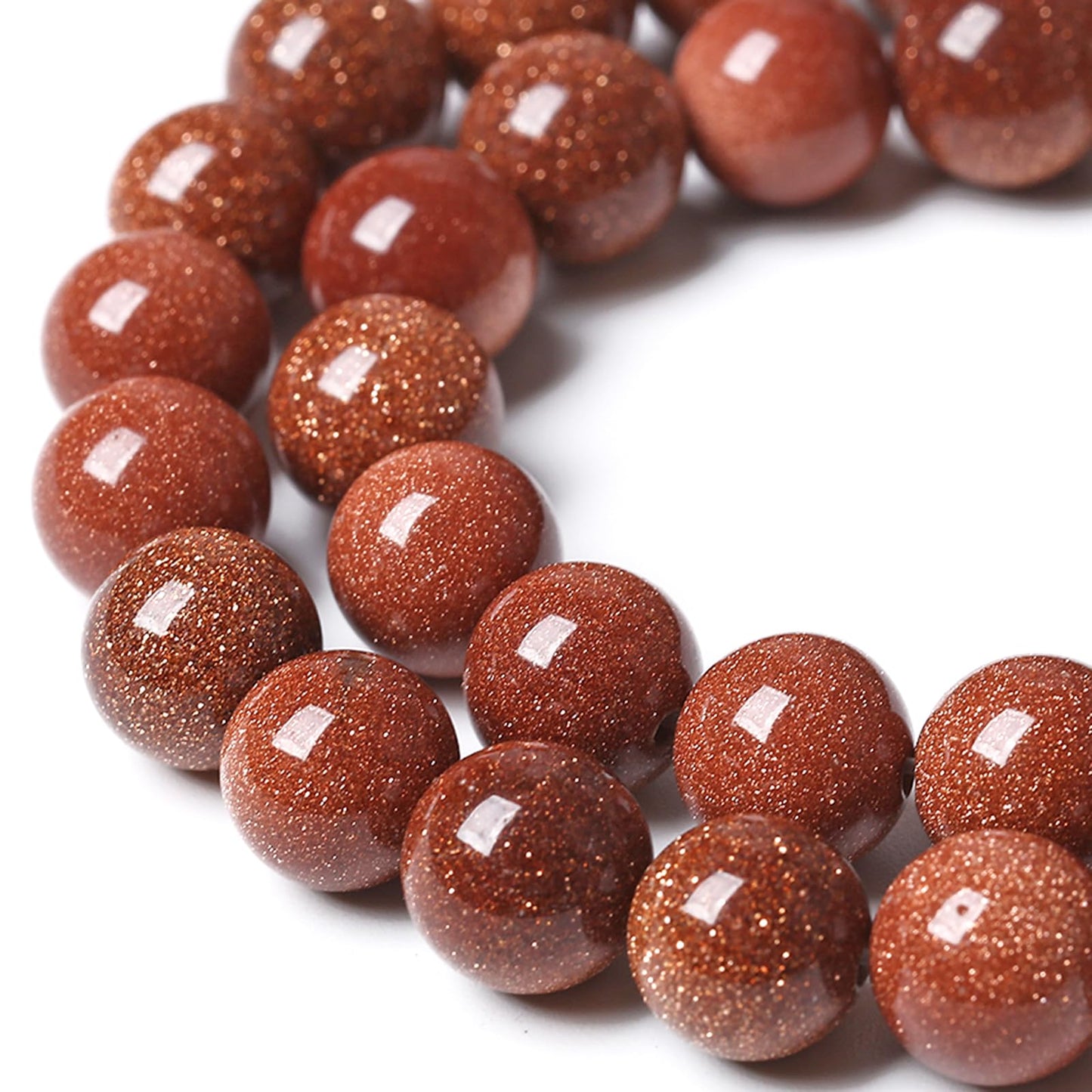180pcs 4MM Gold Sandstone Beads Natural Stone Round Loose Beads for Jewelry Making DIY Bracelet Necklace 2 Strands 32"