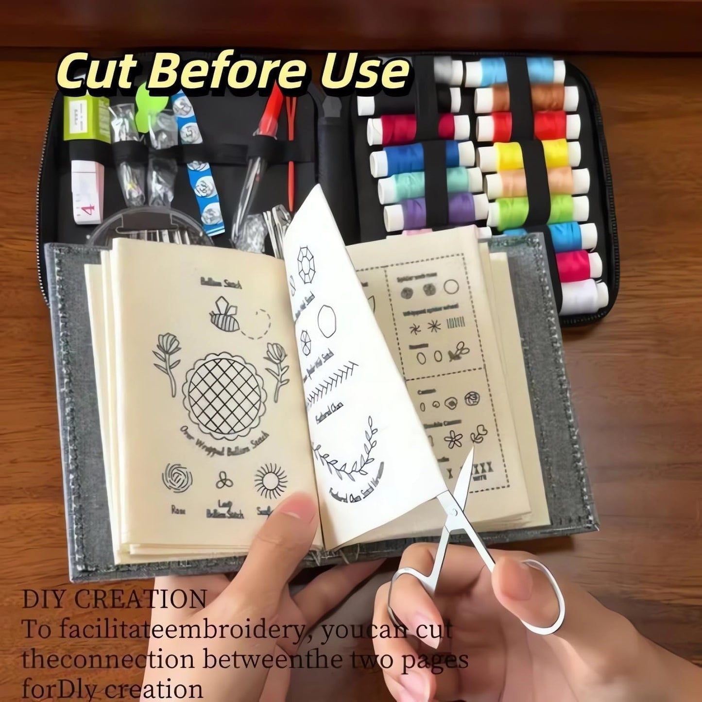 Embroidery Stitch Book Kit,Portable All Scenario Embroidery Stitch Book,Comes with a Complete Toolkit and Instructional Tutorial,Perfect for Beginners and Craft Lovers