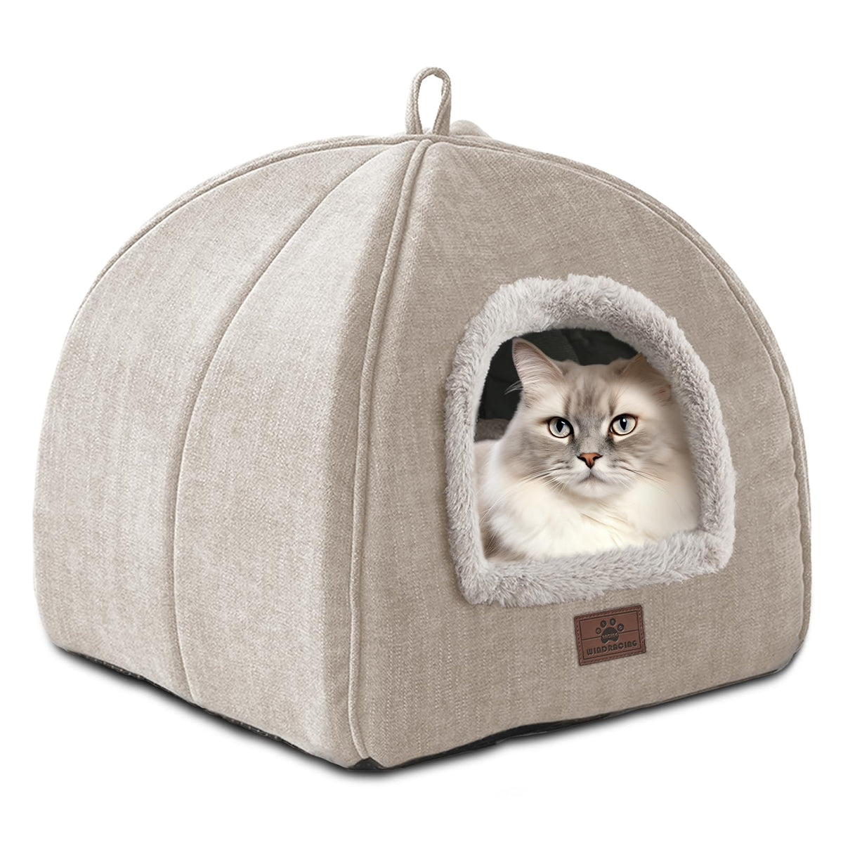 Cat Bed for Indoor Cats - Cat Cave Bed Cat House Cat Tent with Removable Washable Cushioned Pillow, Soft and Self Warming Kitten beds, Pet Bed（Large Grey）