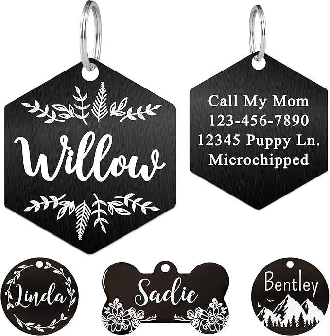Ultra Joys Custom Dog Tag Personalized Pet Name Tag - Large Bone Mountain