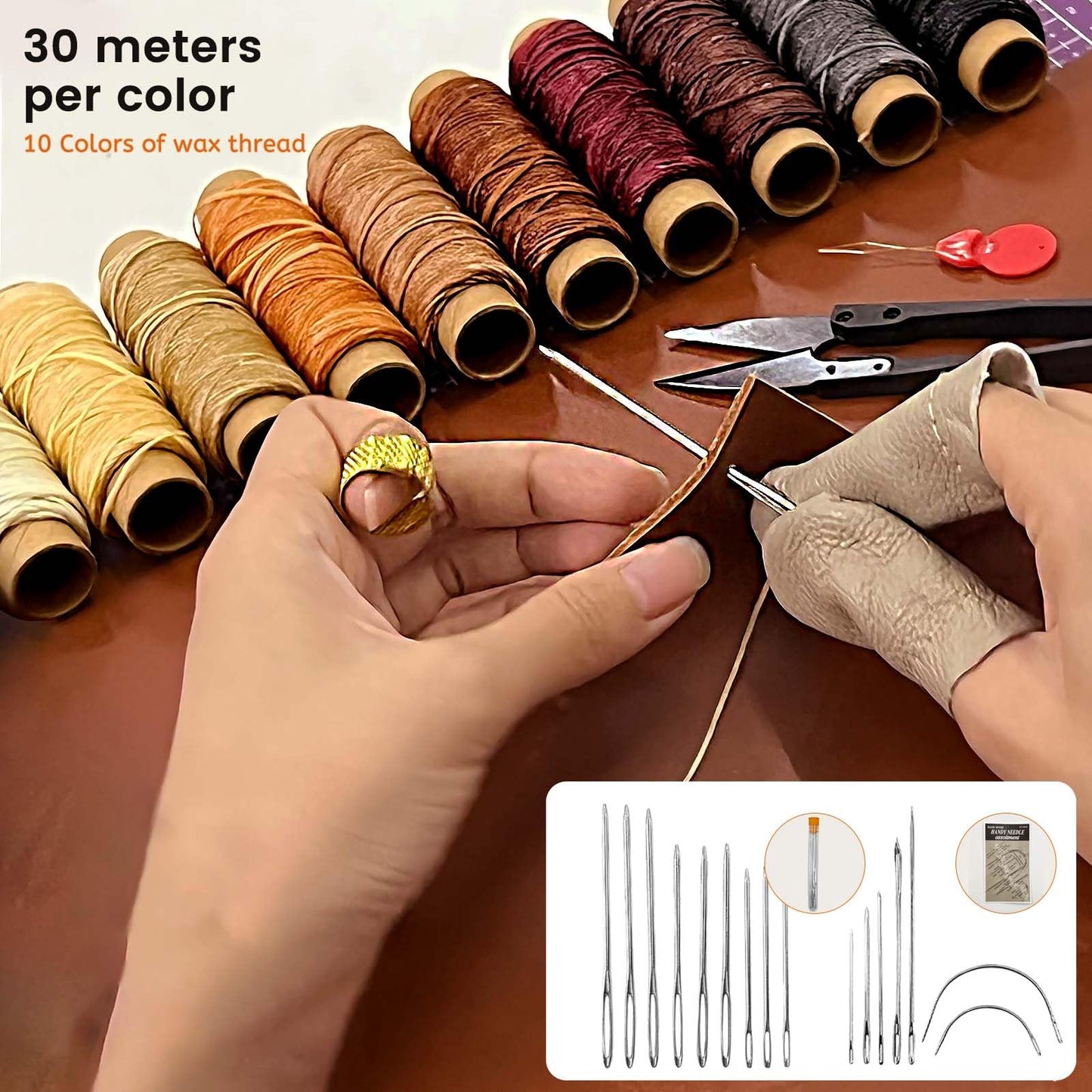 Daily Treasures 73pcs Leather Craft Kits with Portable Handbag, Leather Working Kit with 18 Punch Tool,Tracing Wheel,7 in 1 Groover,Awl,Waxed Thread,Needles,Tools for DIY Polishing Sewing Cutting