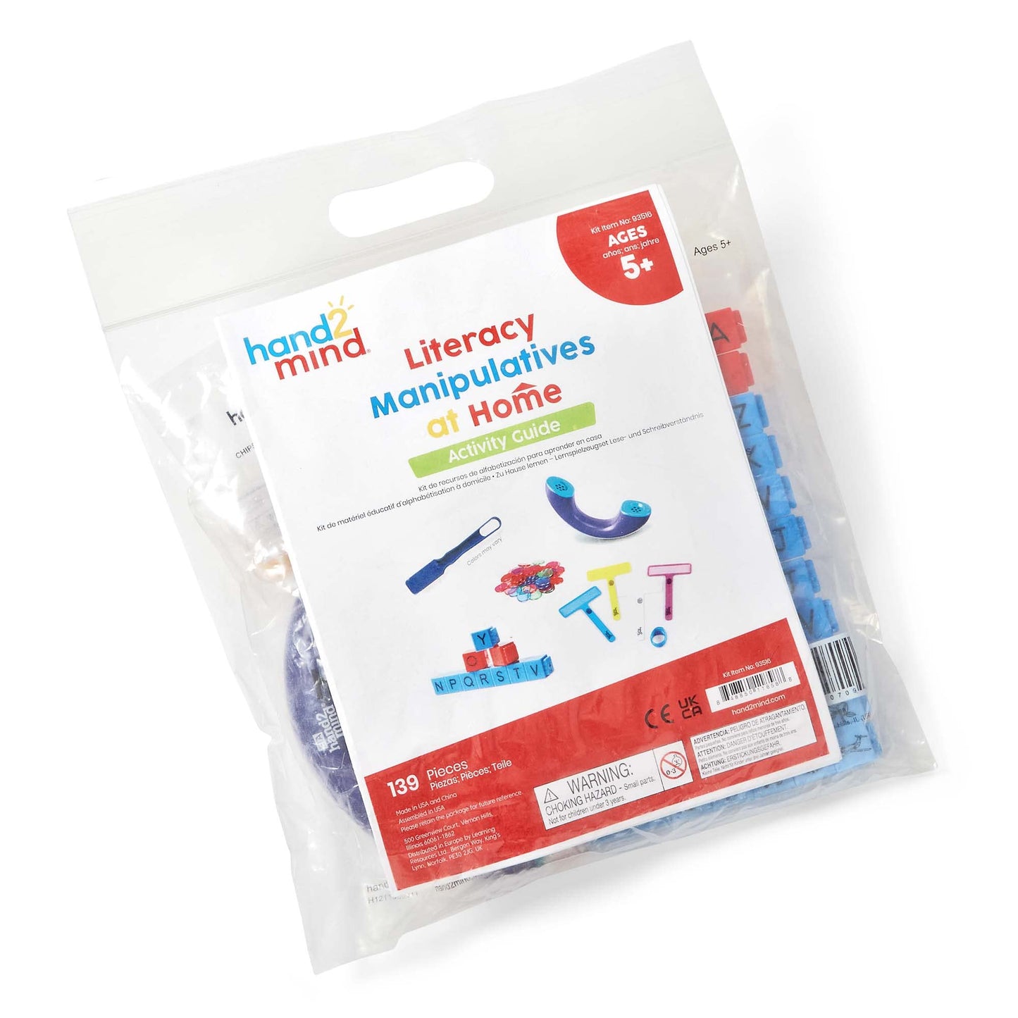 hand2mind Literacy Take Home Manipulatives Kit, Includes FingerFocus Highlighters, Phoneme Phone, Reading Rods Phonemic Awareness Linking Cubes, Magnetic Wand and Chips, Reading Tools (139 Pieces)