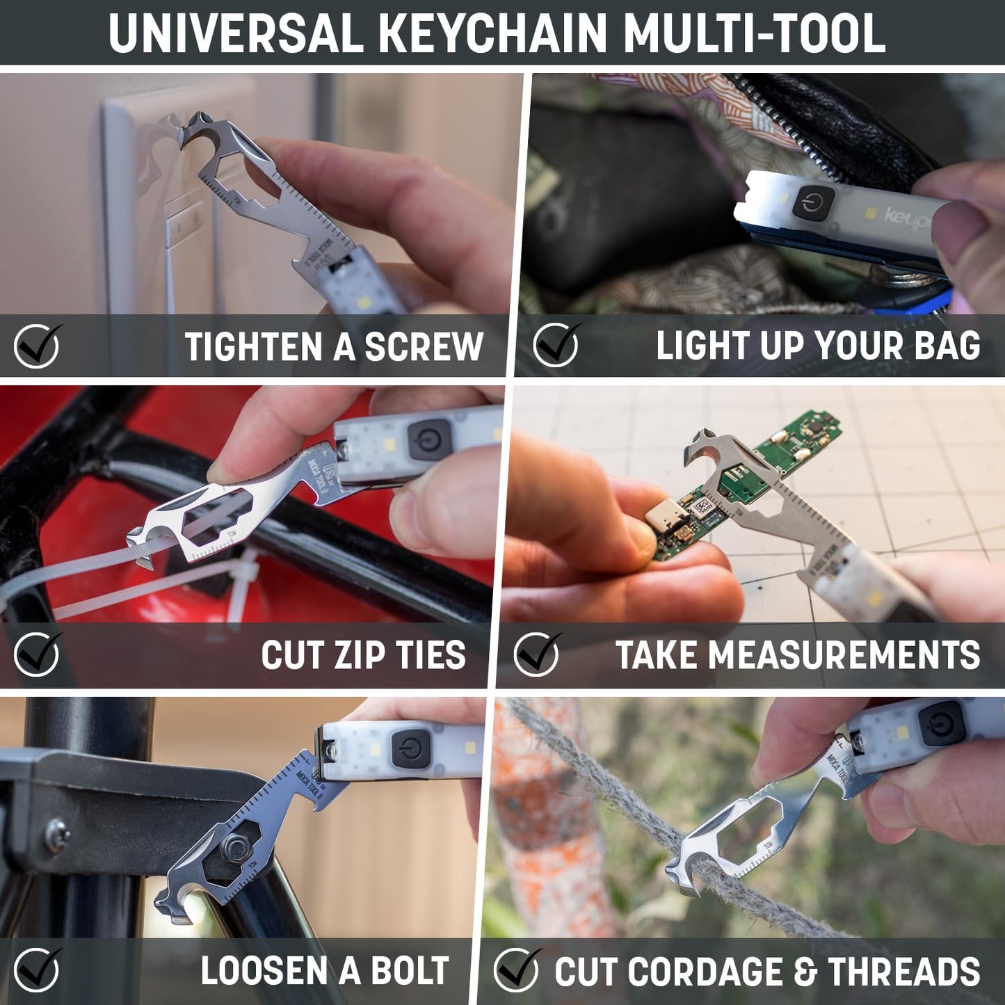 Keyport Utility Plus Kit - Premium Mini Flashlight + 11-in-1 Keychain Multitool + Pocket Clip - Compact EDC Multi-Tool w/Keychain Bottle Opener & Ultra-Bright LED Light for Everyday Carry - Modular