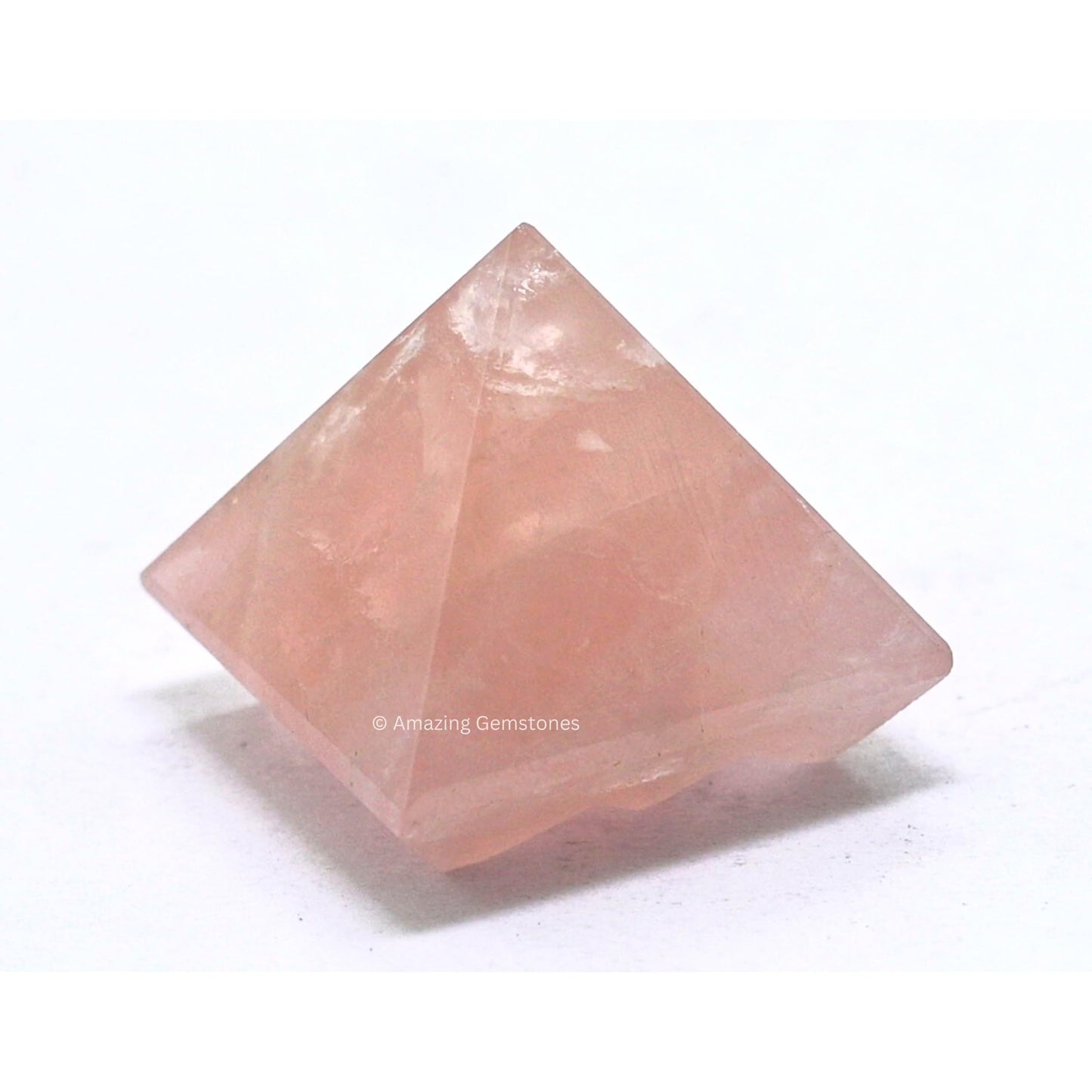 Amazing Gemstone Rose Quartz Crystal Pyramid with 9 Pyramid Plate Bottom - 1" Mini Pyramid Figurine of Natural Stone Pyramid for Meditation, Reiki, Chakra Balancing Vastu Pooja and Crystal Grids