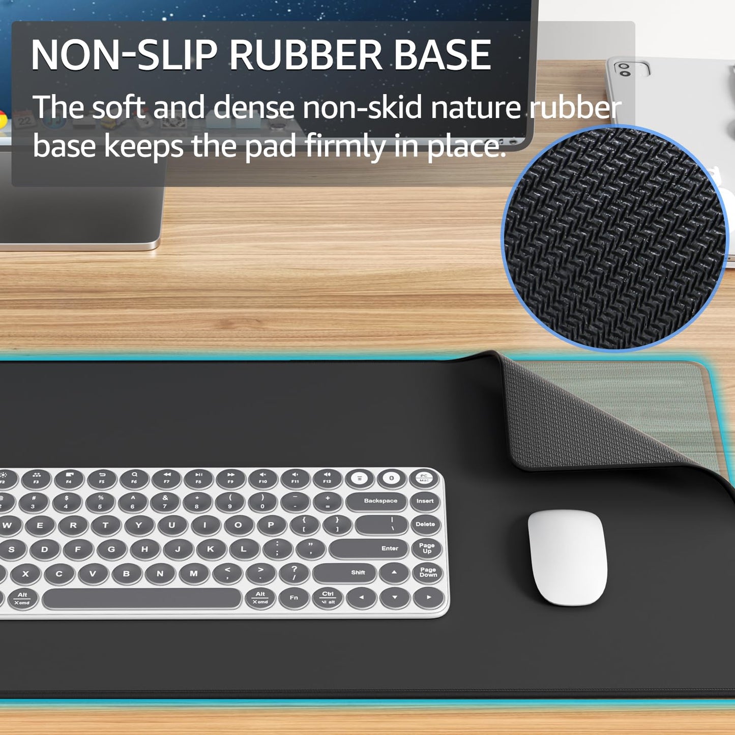 KTRIO Large Gaming Mouse Pad Desk Mat, Superior Micro-Weave Cloth for Precise Mouse Control, Non-Slip Rubber Base, Stitched Edges, Water-Resistant, for Gamer, Office & Home, 31.5" x 15.7" inches