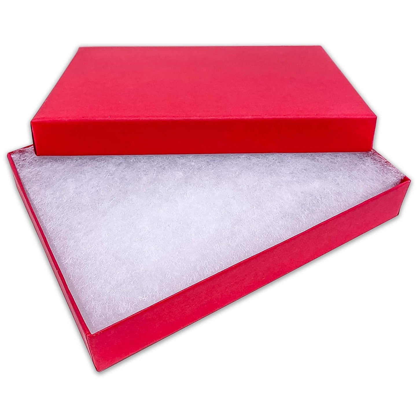 TheDisplayGuys - 25-Pack #53 Cotton Filled Cardboard Paper Jewelry Boxes Gift Case - Matte Red (5.4" x 3.9" x 1.0") - for Shipping or Storage