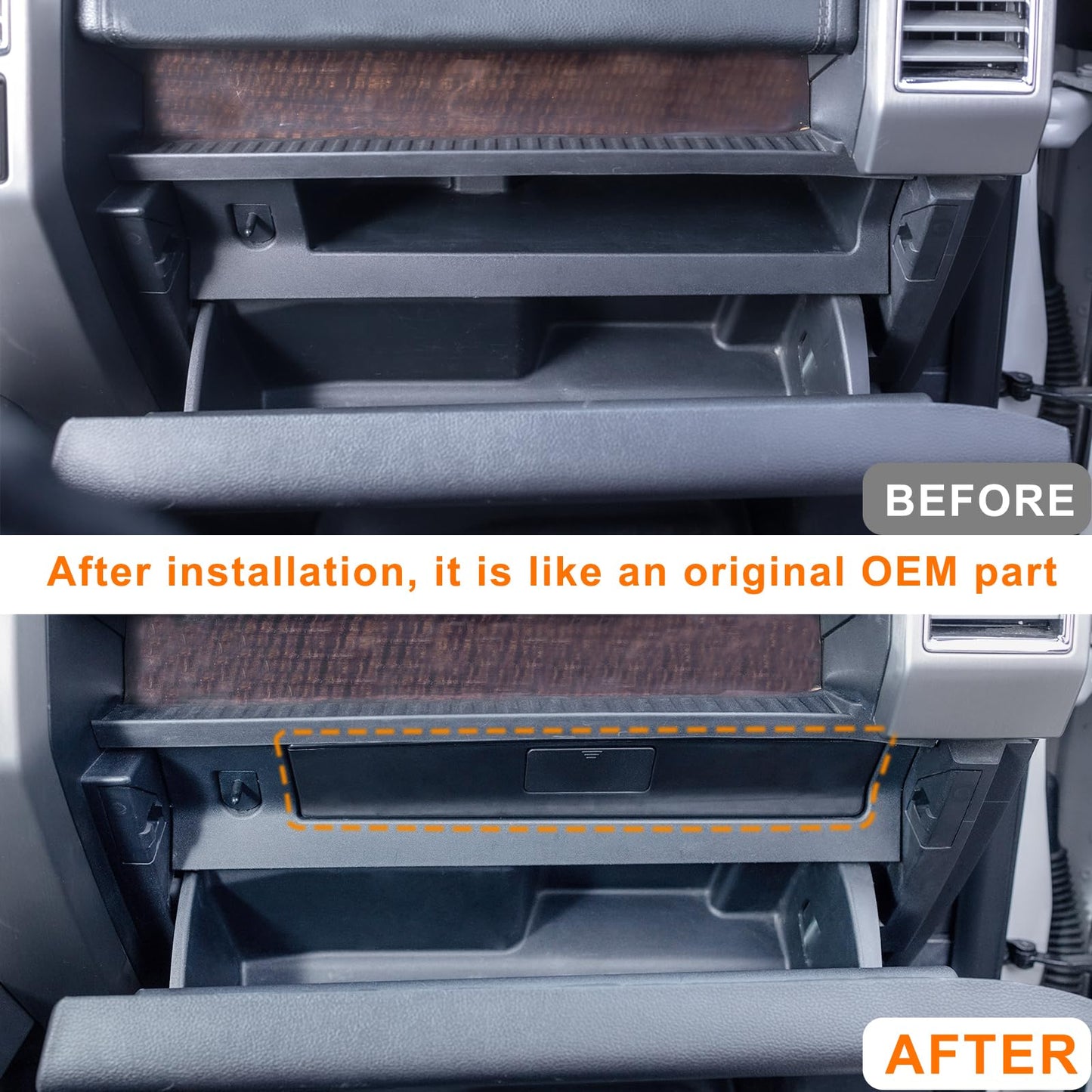 Glove Box Organizer Compatible with 2015-2020 Ford F150 Accessories Interior Hidden Glove Storage Compartment Organizer Tray ABS Materials