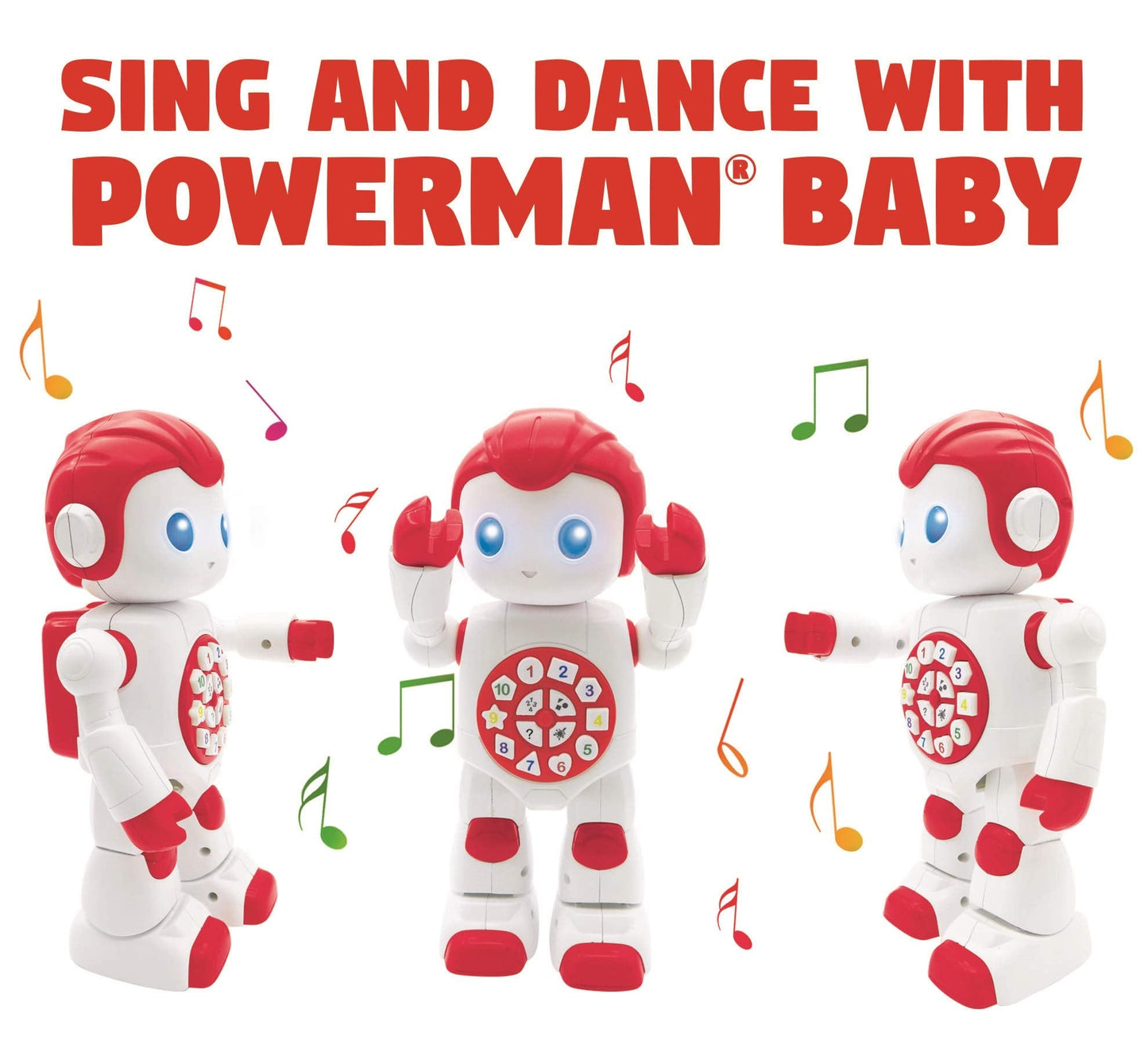 LEXiBOOK Powerman First Smart Interactive Toy Learning Robot Toy for Kids Dancing Plays Music Quiz Numbers Shapes Colors Boy Girl Robot Junior Red/White - ROB15EN